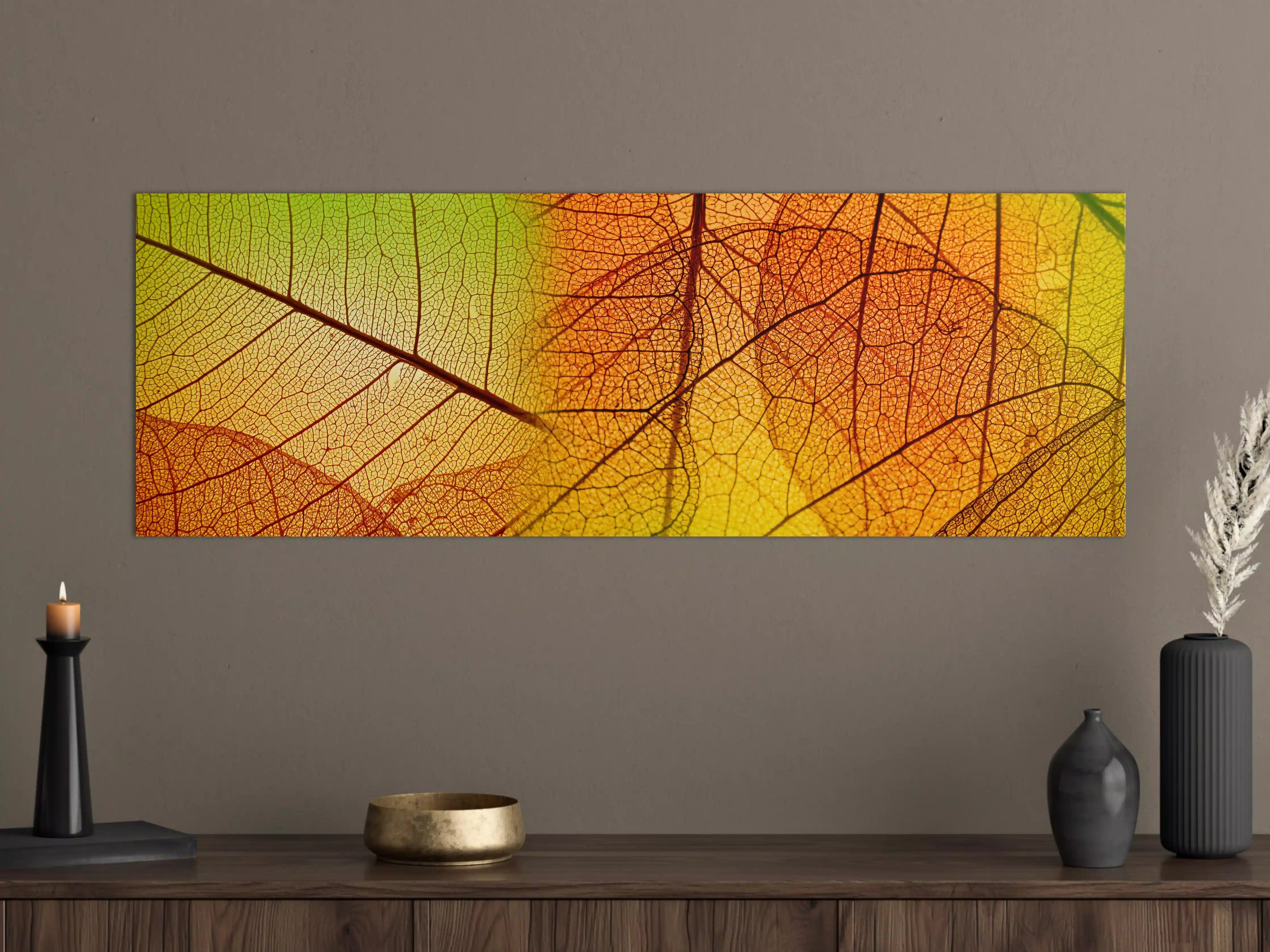 Große Wandbilder - Graue Herbstblätter in sanften Tönen