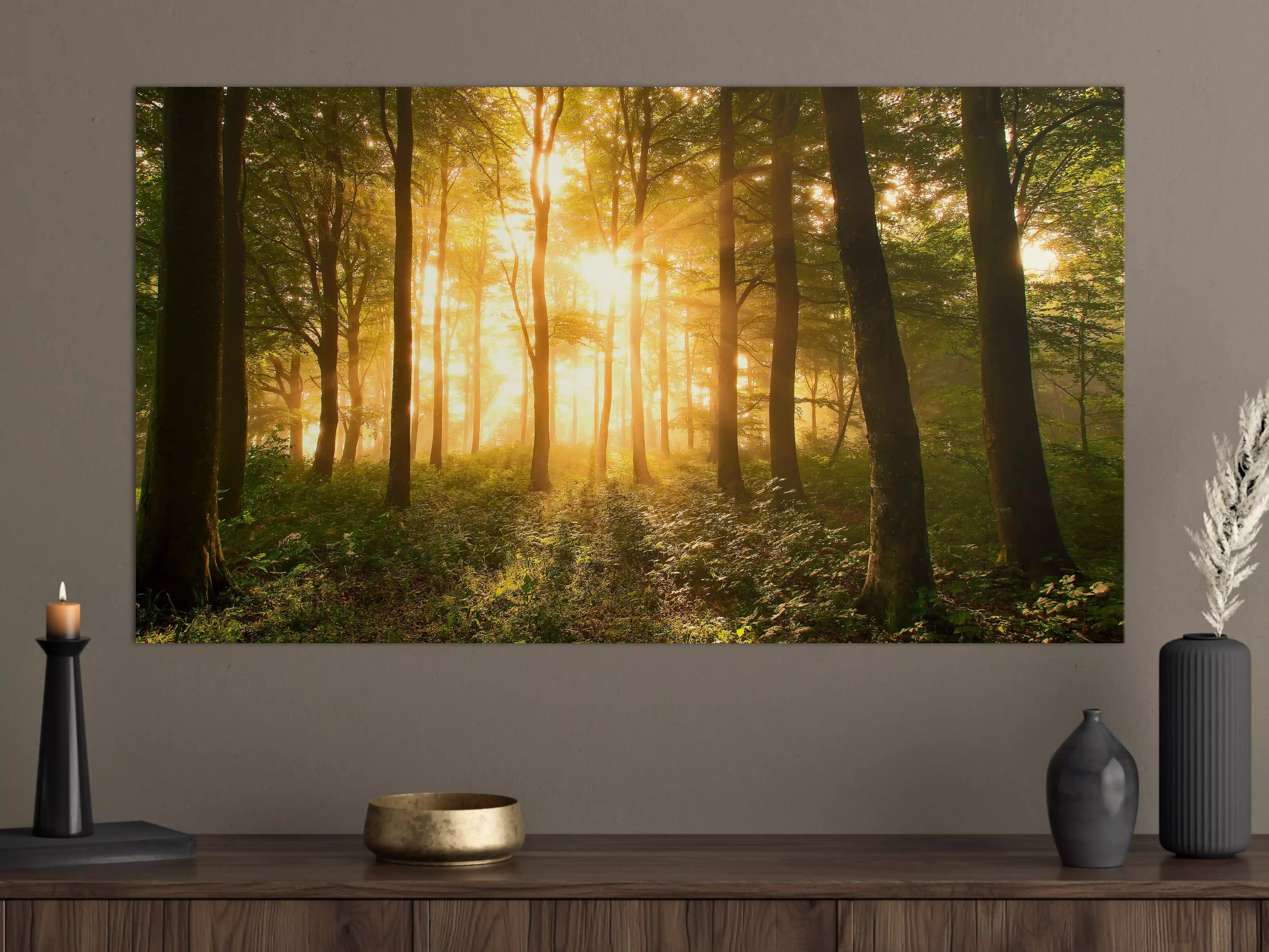 Große Wandbilder - Graue Lichtspuren im Wald