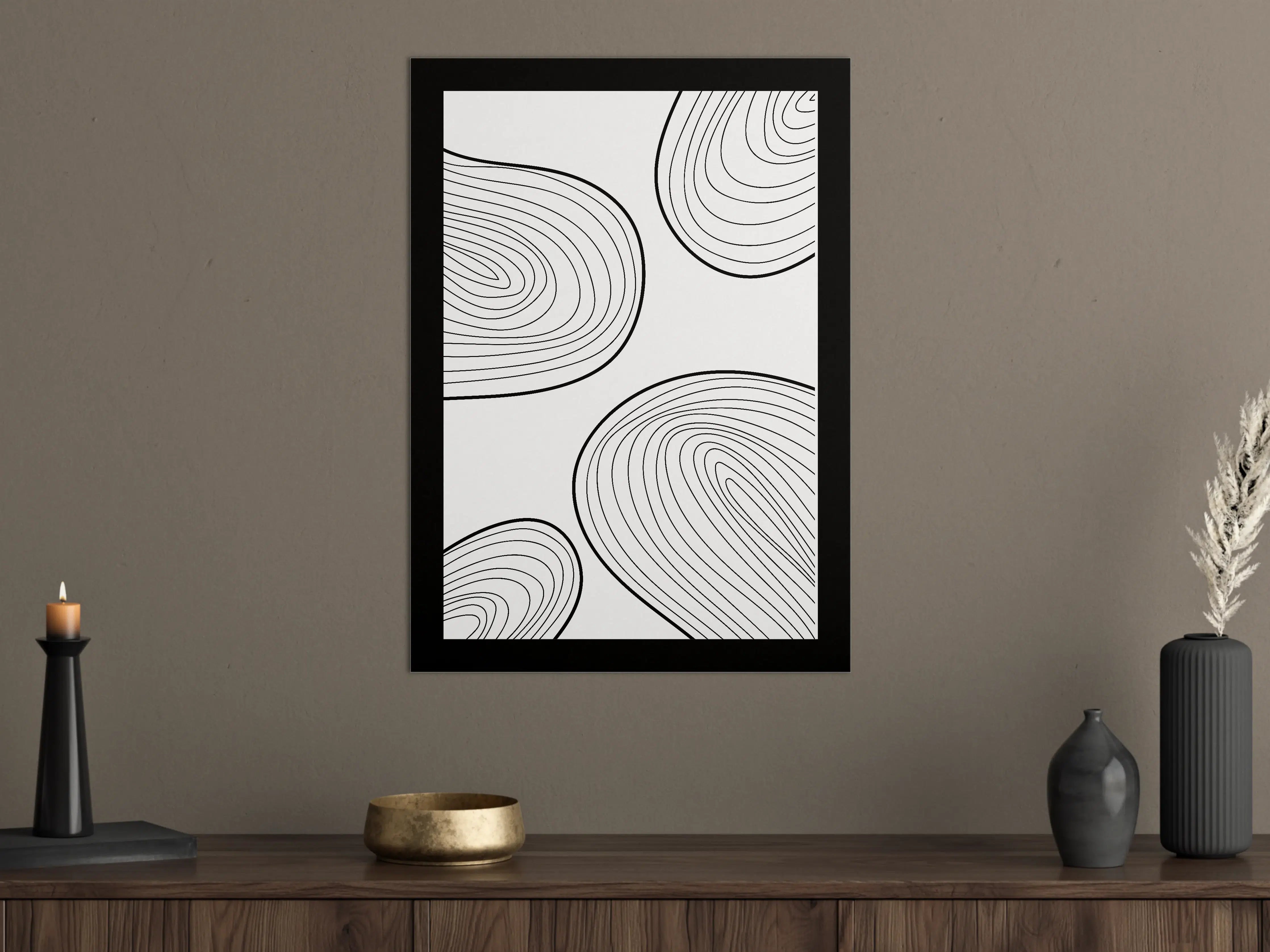 Große Wandbilder - Graue Linienmuster in Weiß