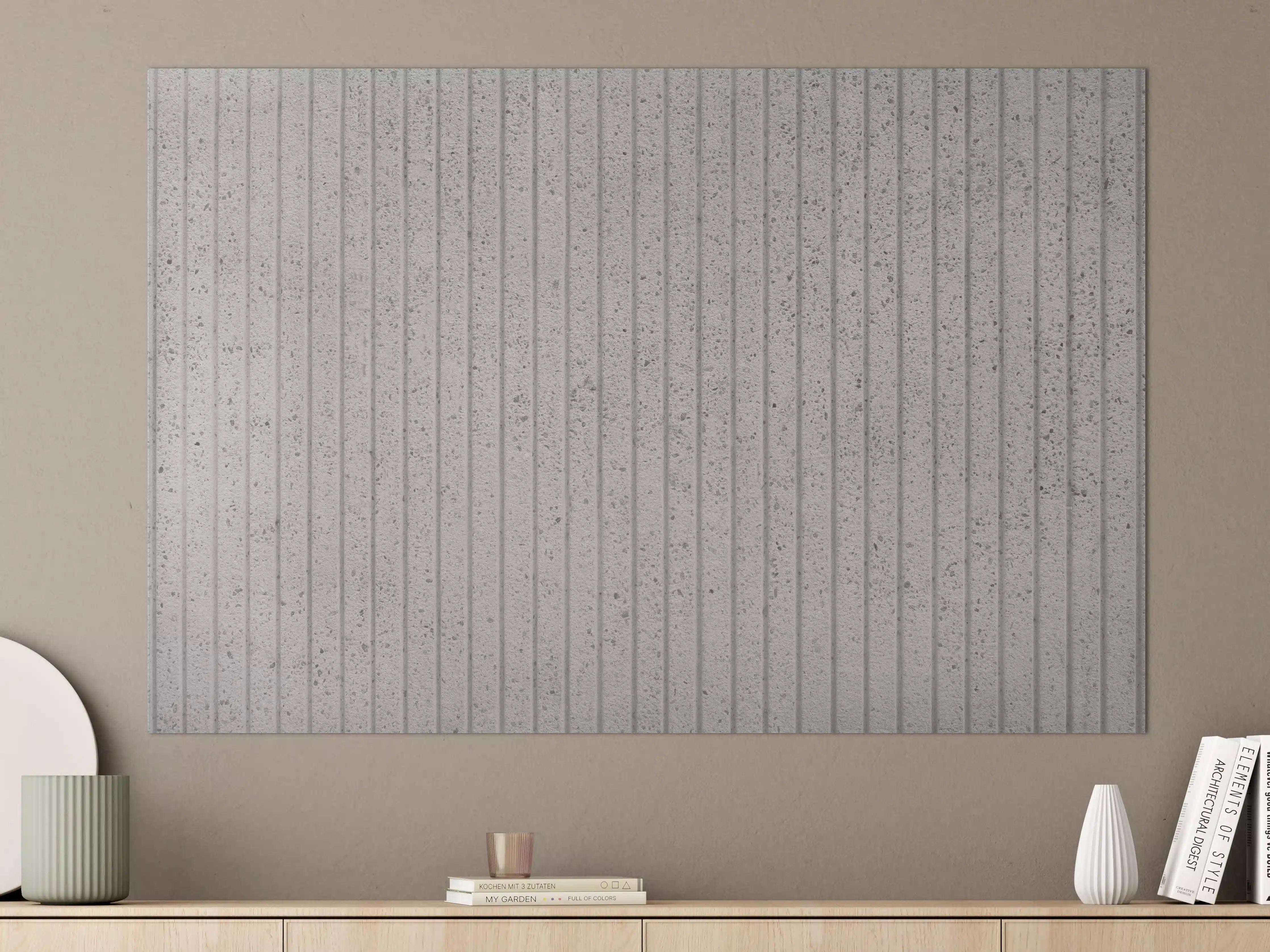 Große Wandbilder - Graue Linienwand im Weiß