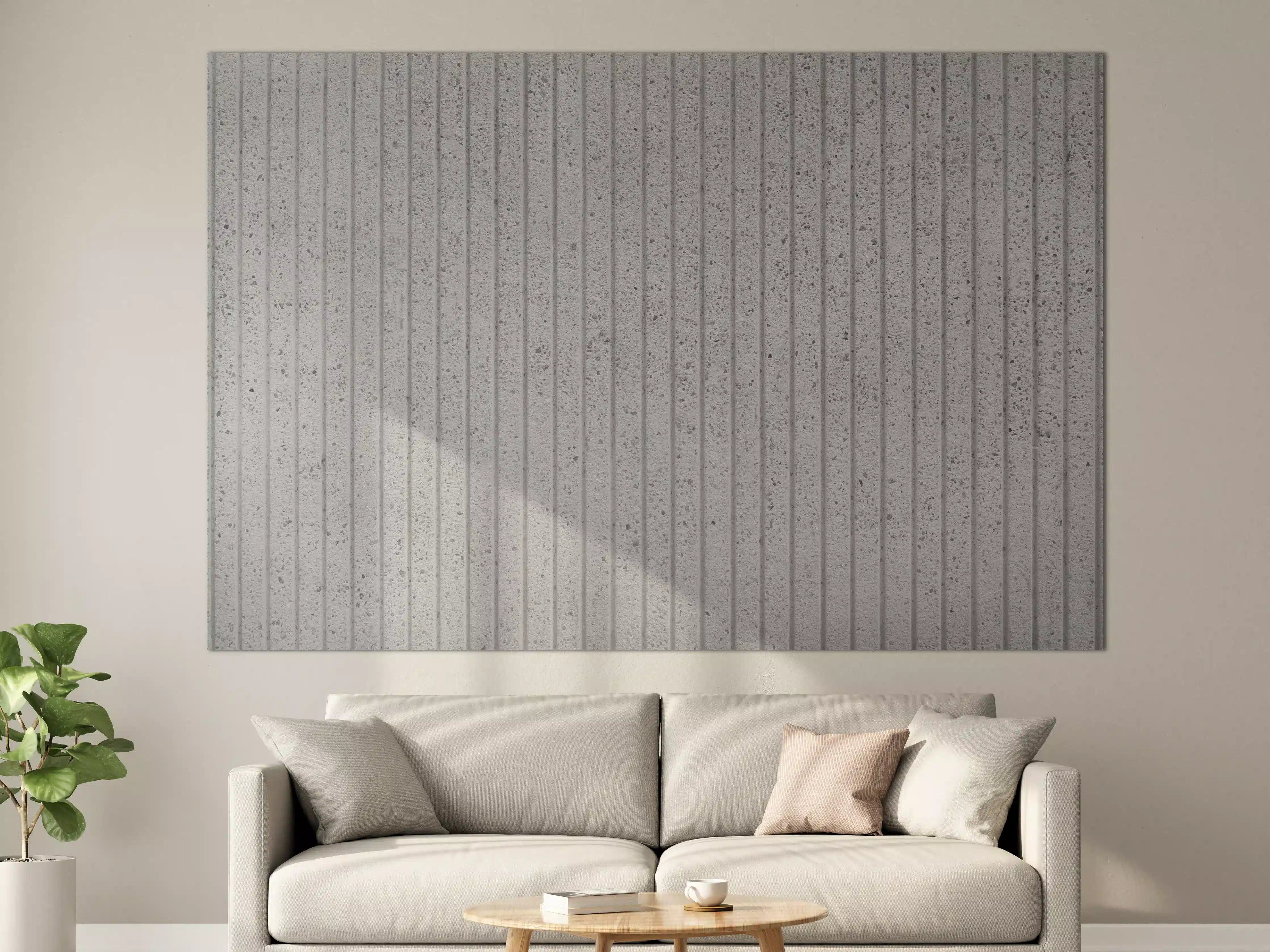 Große Wandbilder - Graue Linienwand im Weiß