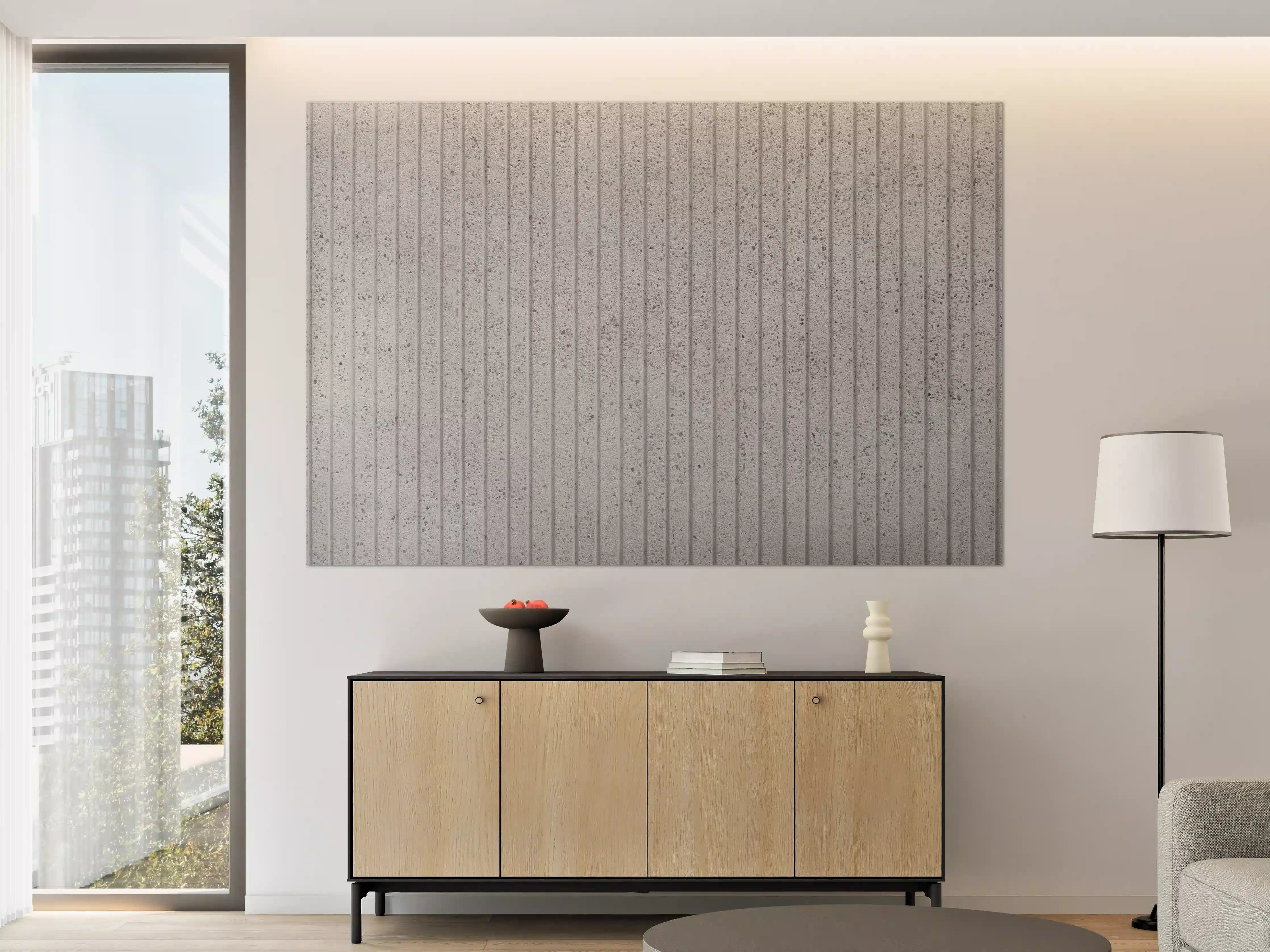 Große Wandbilder - Graue Linienwand im Weiß