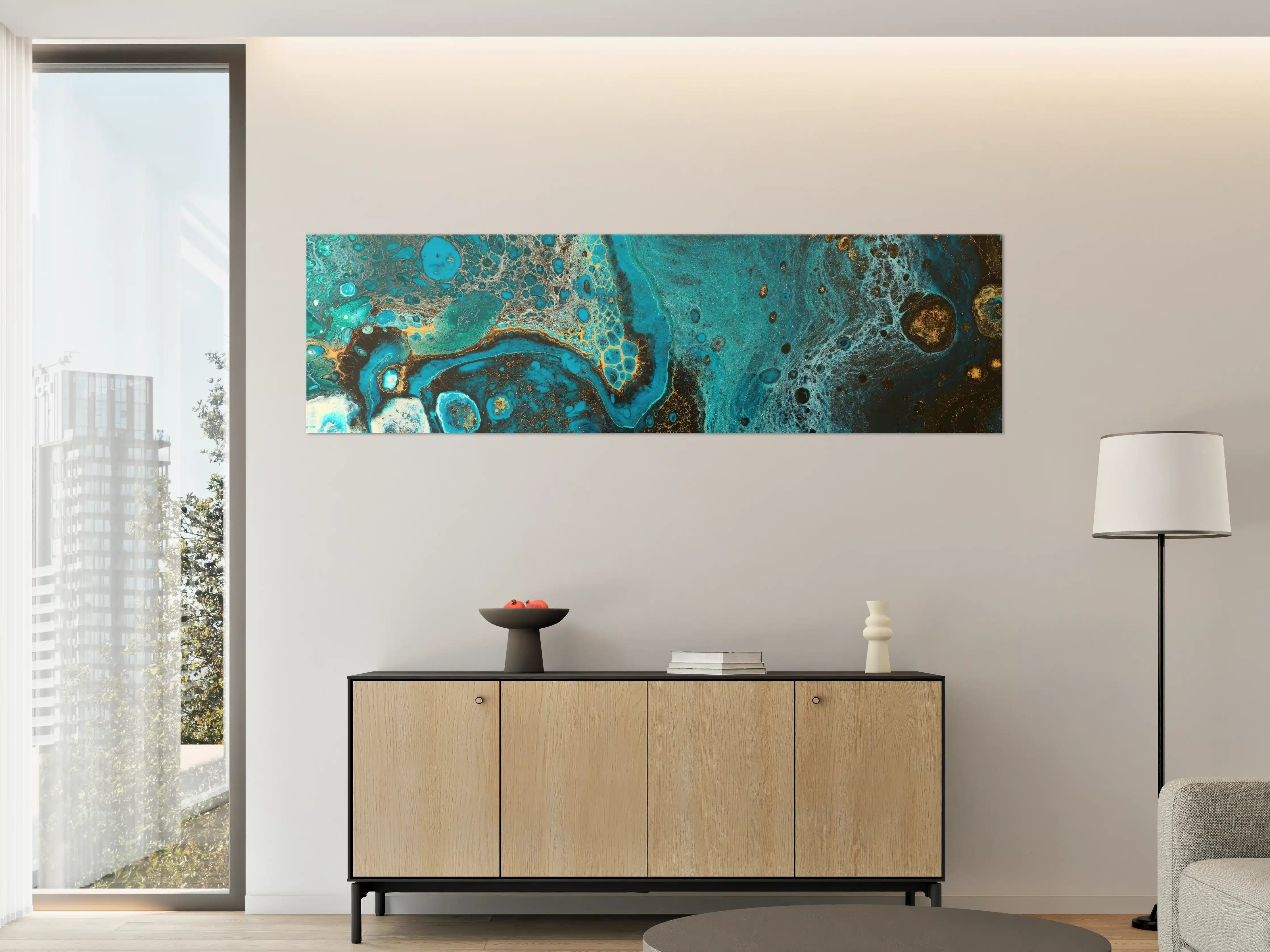 Große Wandbilder - Graue Marmor-Details mit Goldakzenten