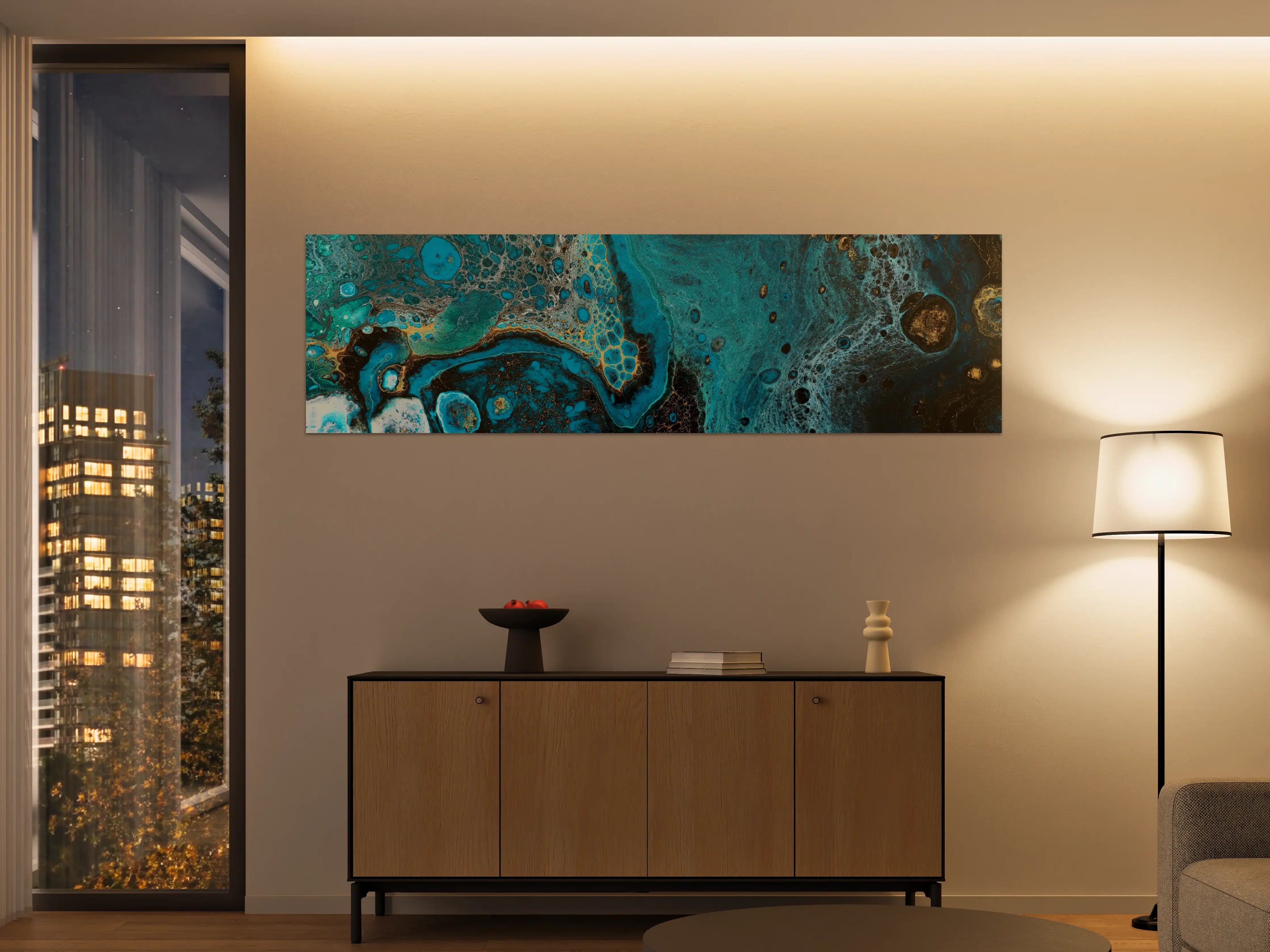 Große Wandbilder - Graue Marmor-Details mit Goldakzenten