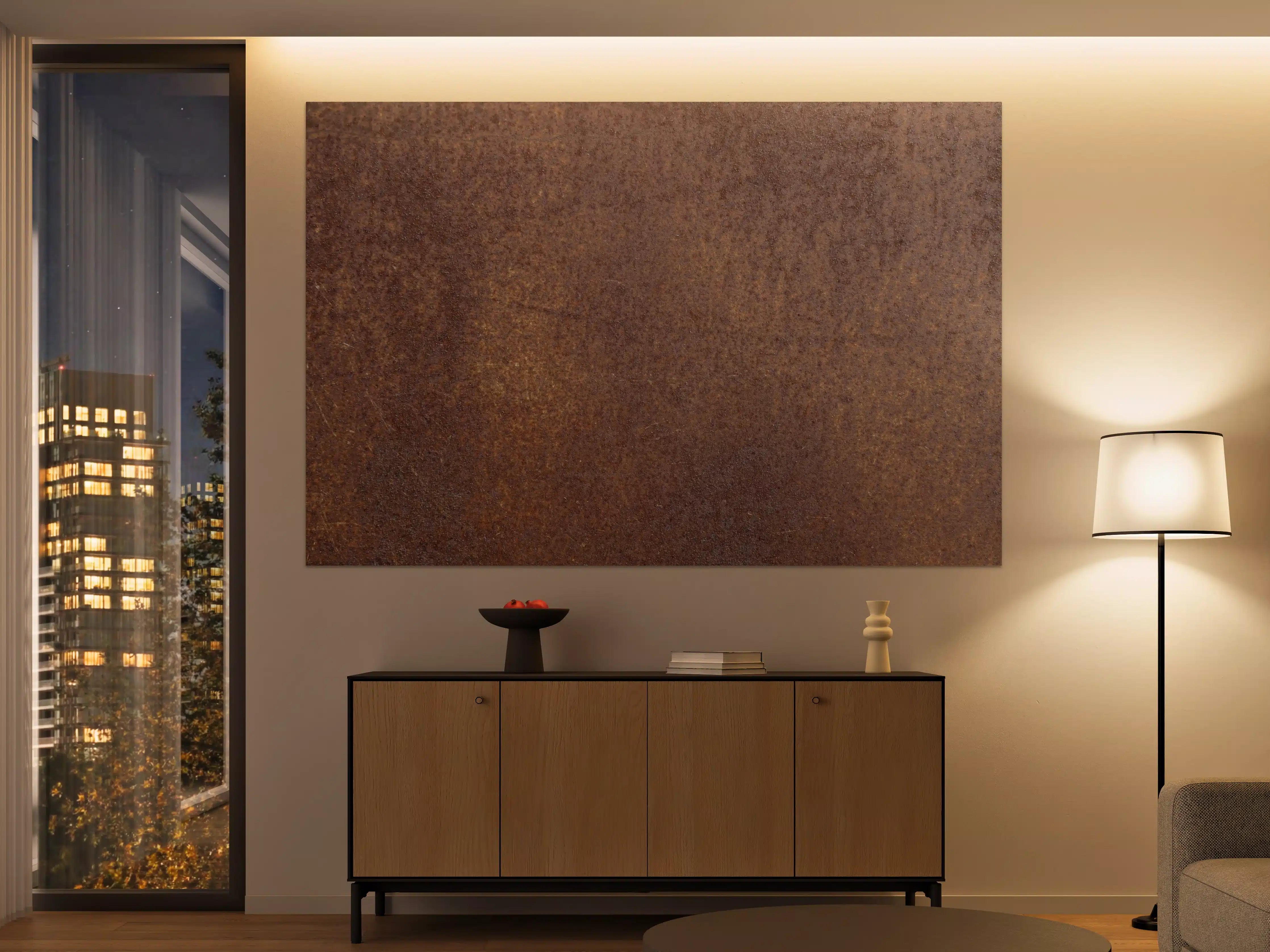 Große Wandbilder - Graue Metallstruktur im Weiß