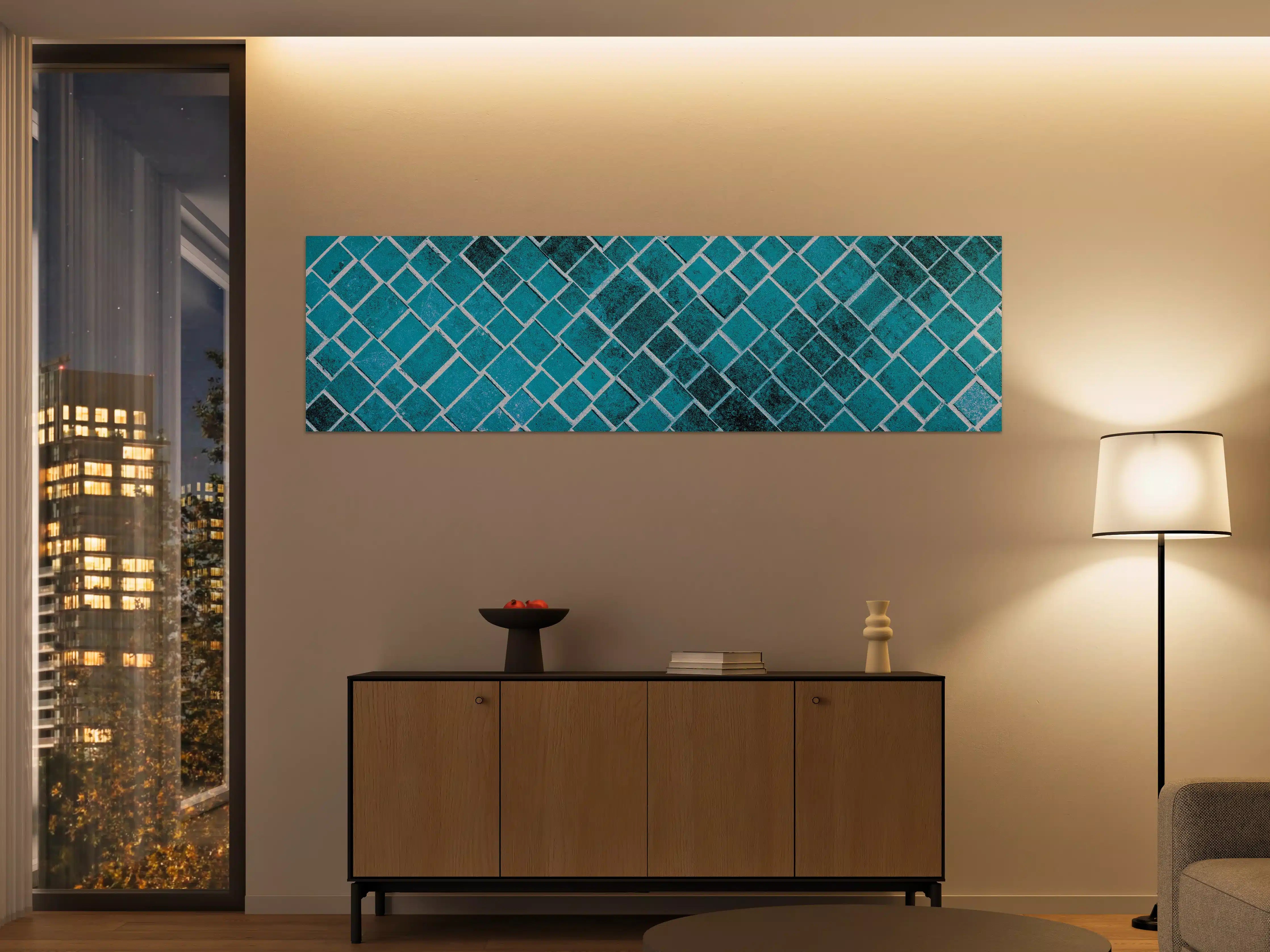 Große Wandbilder - Graue Mosaikfliesen mit geometrischem Design