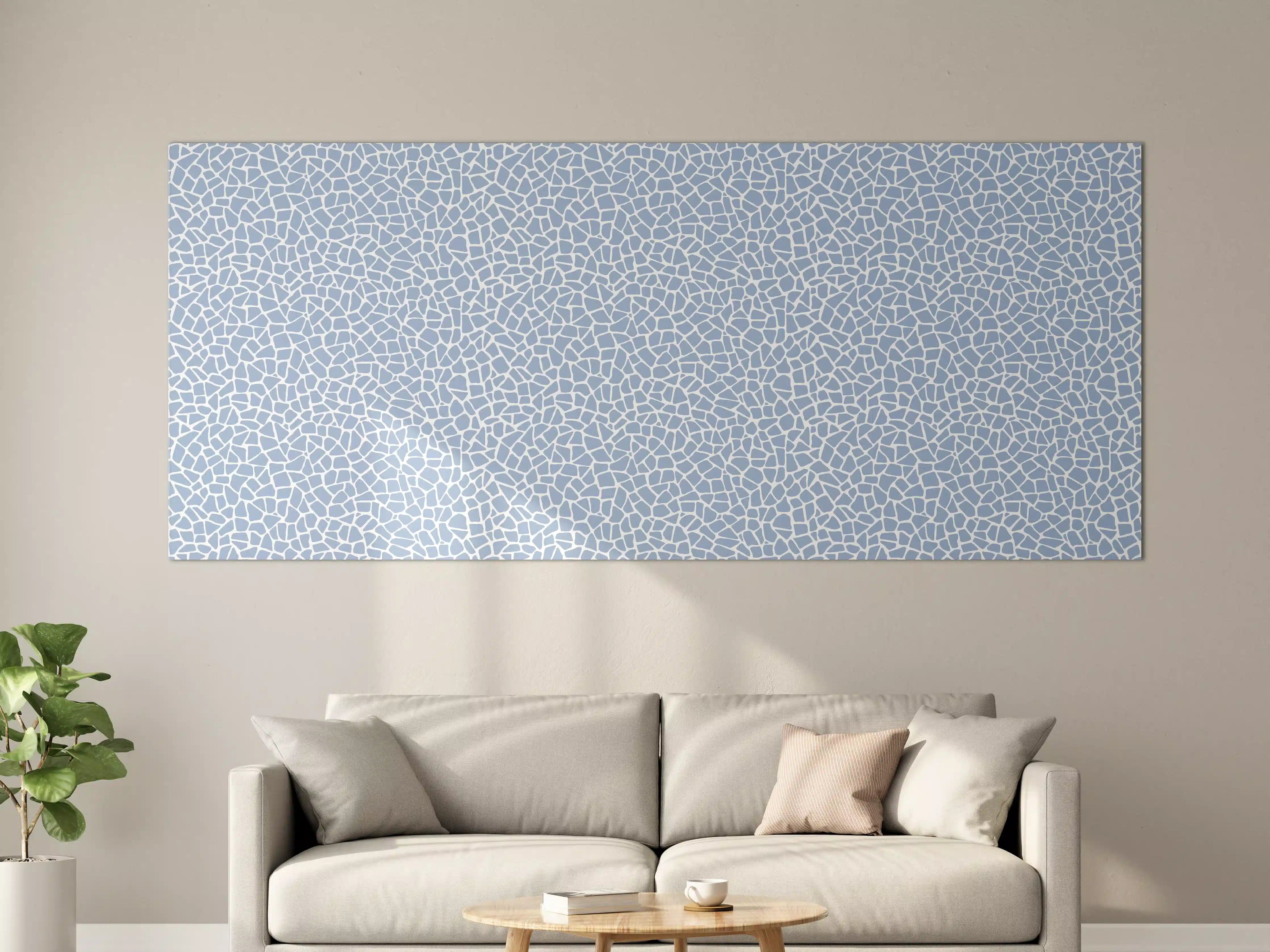 Große Wandbilder - Graue Mosaikstrukturen in Blau