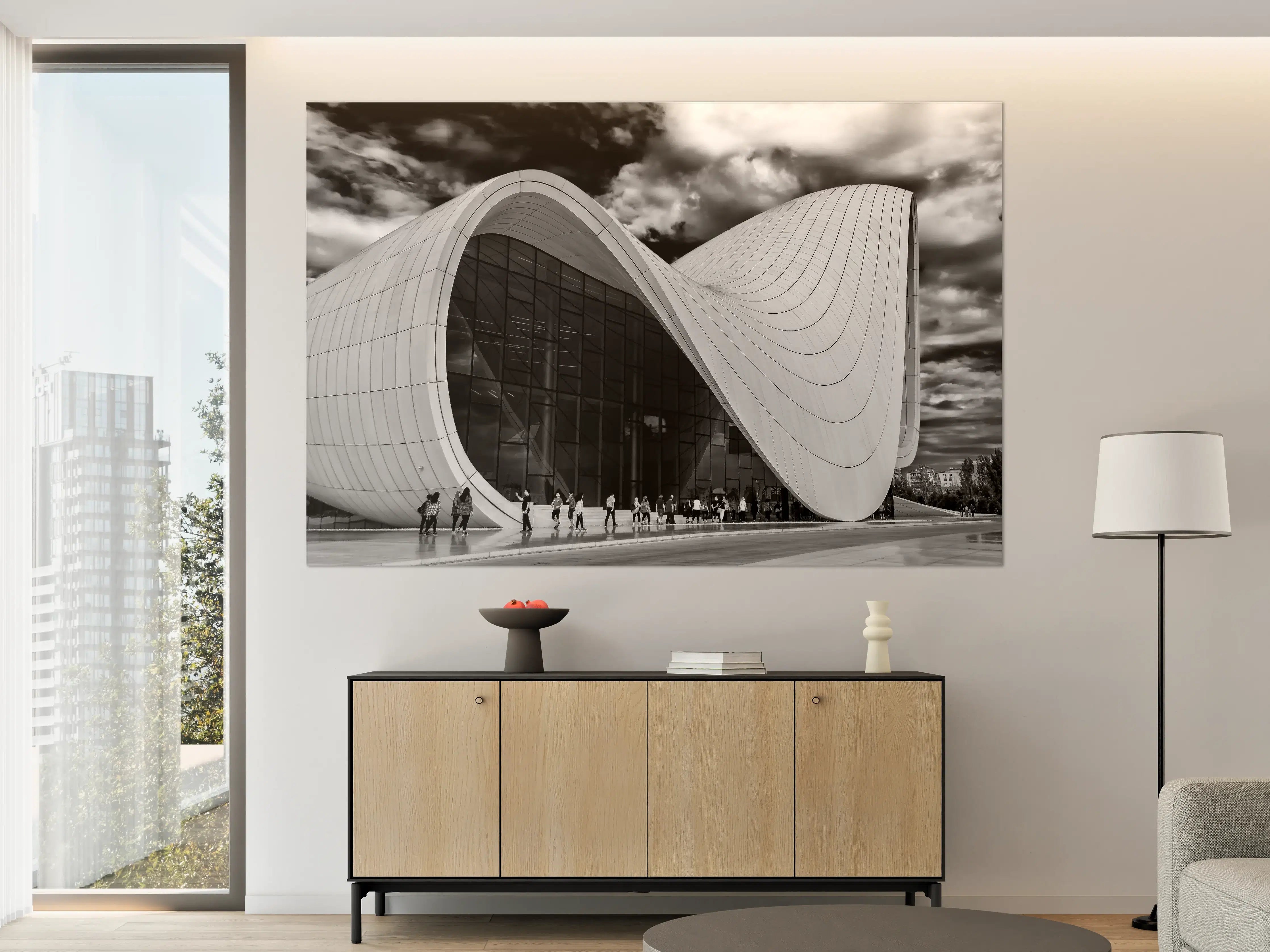 Große Wandbilder - Graue Nuancen in Moderner Architektur