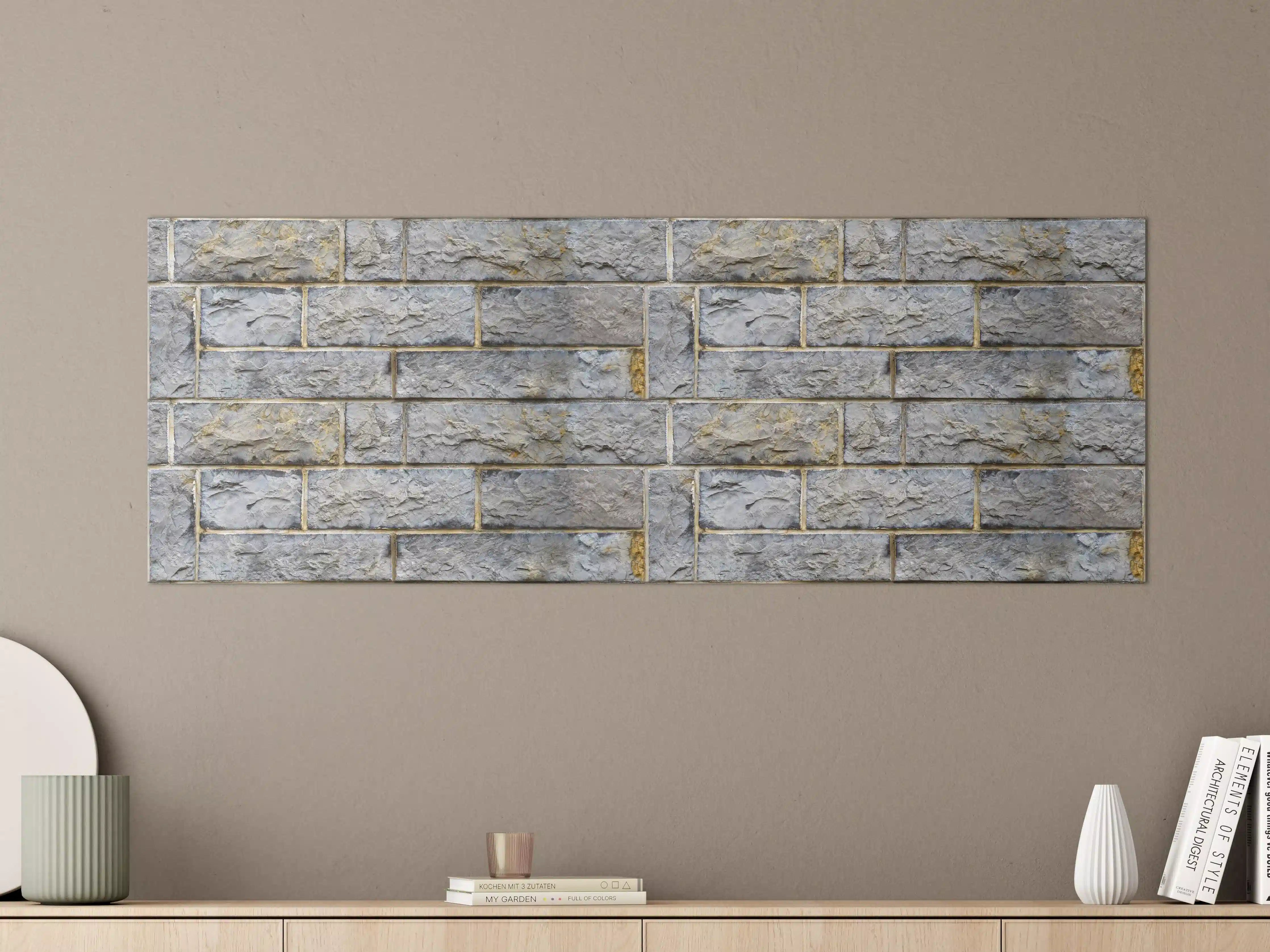 Große Wandbilder - Graue Schnittsteinmauer