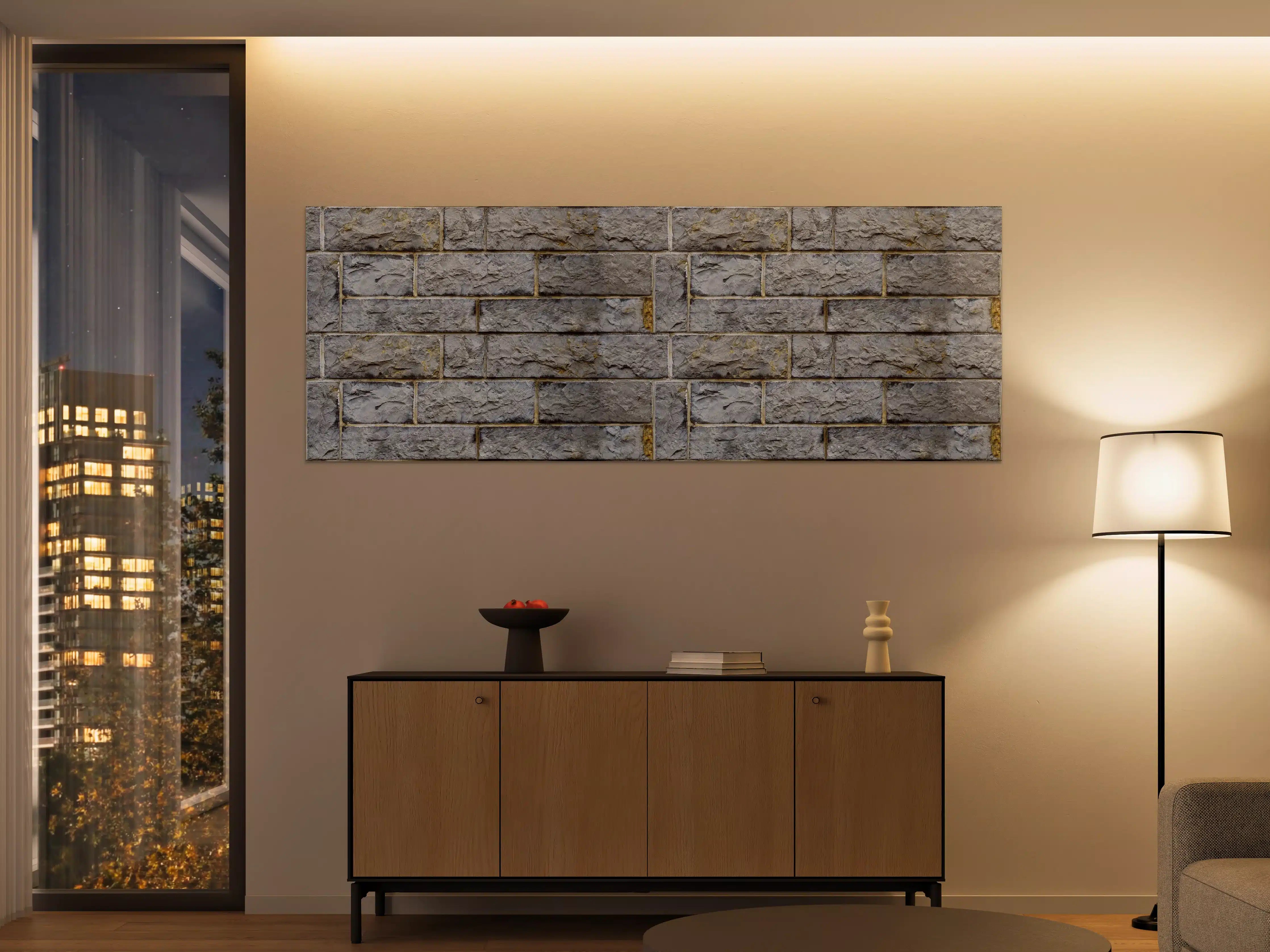 Große Wandbilder - Graue Schnittsteinmauer