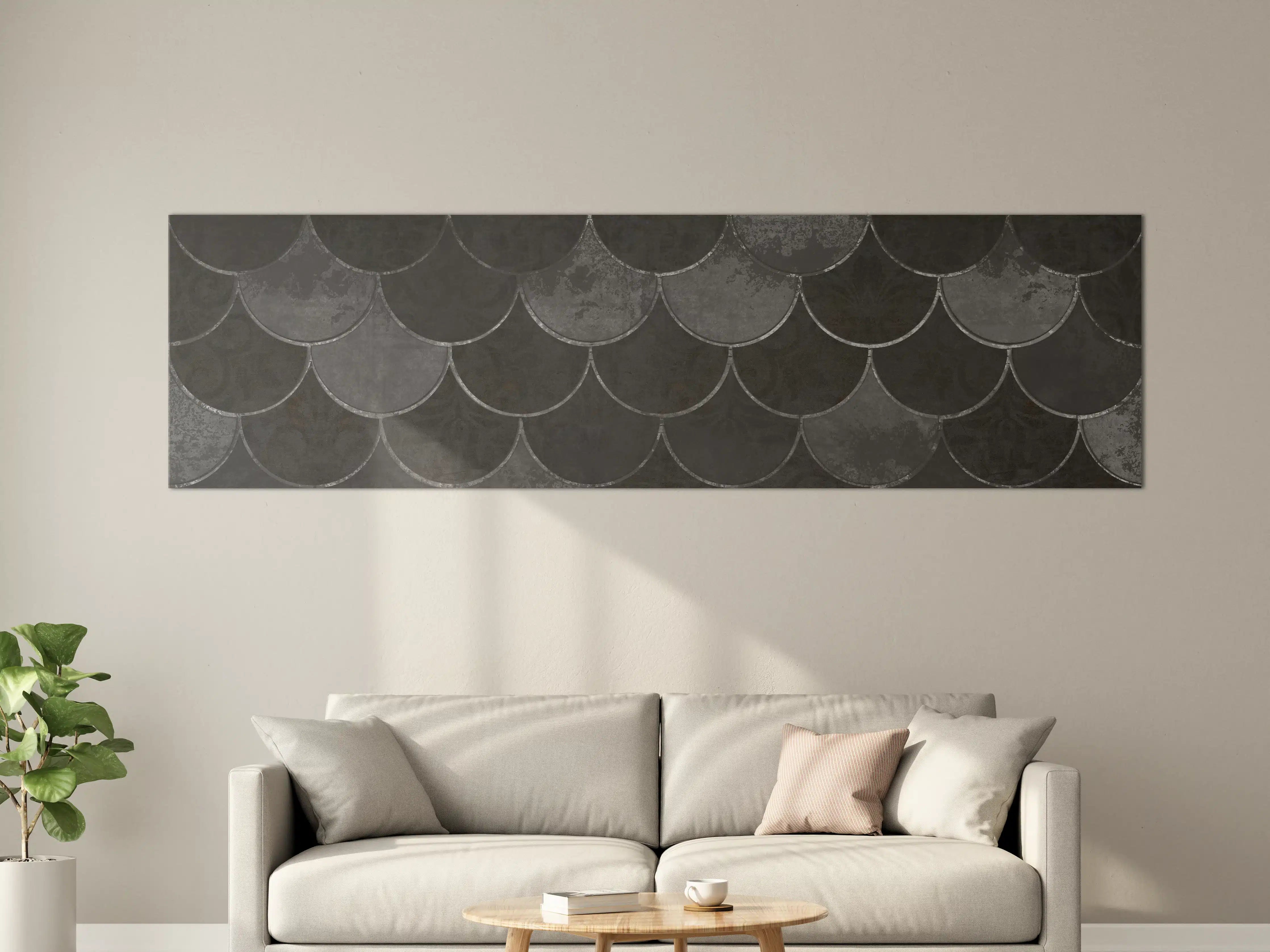Große Wandbilder - Graue Schuppenstruktur, elegant und modern