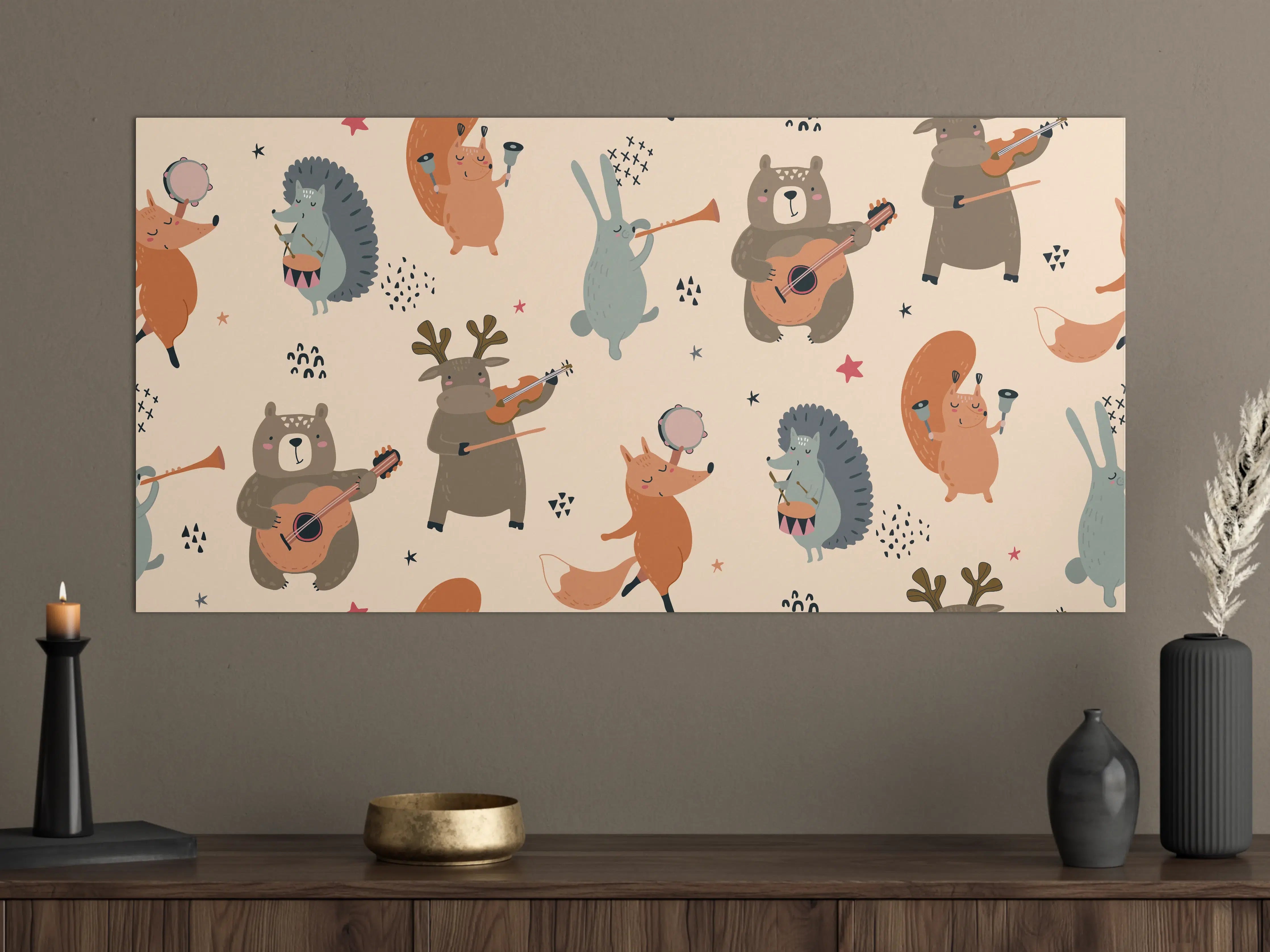 Große Wandbilder - Graue Tierkunst mit bunten Akzenten