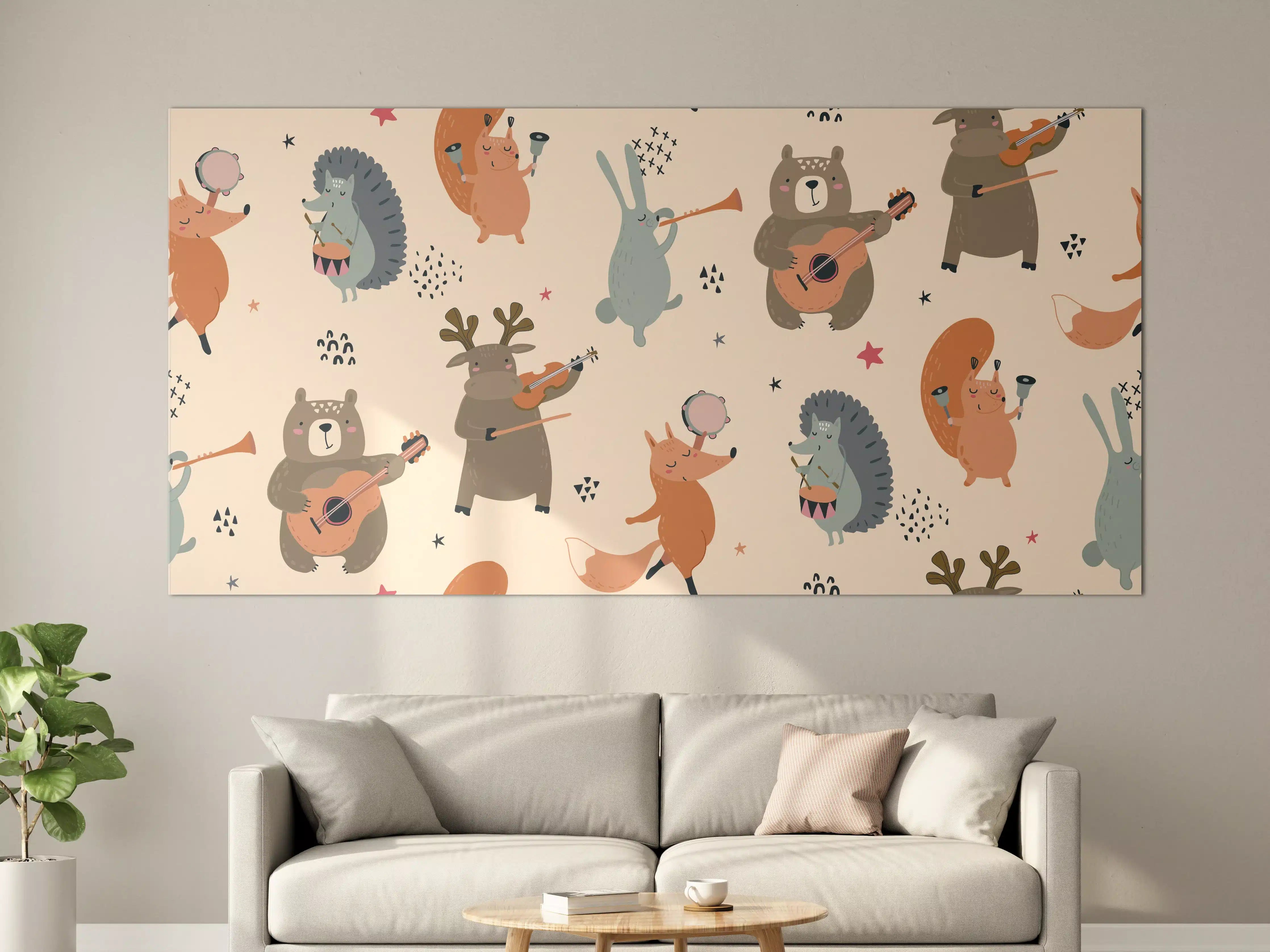 Große Wandbilder - Graue Tierkunst mit bunten Akzenten