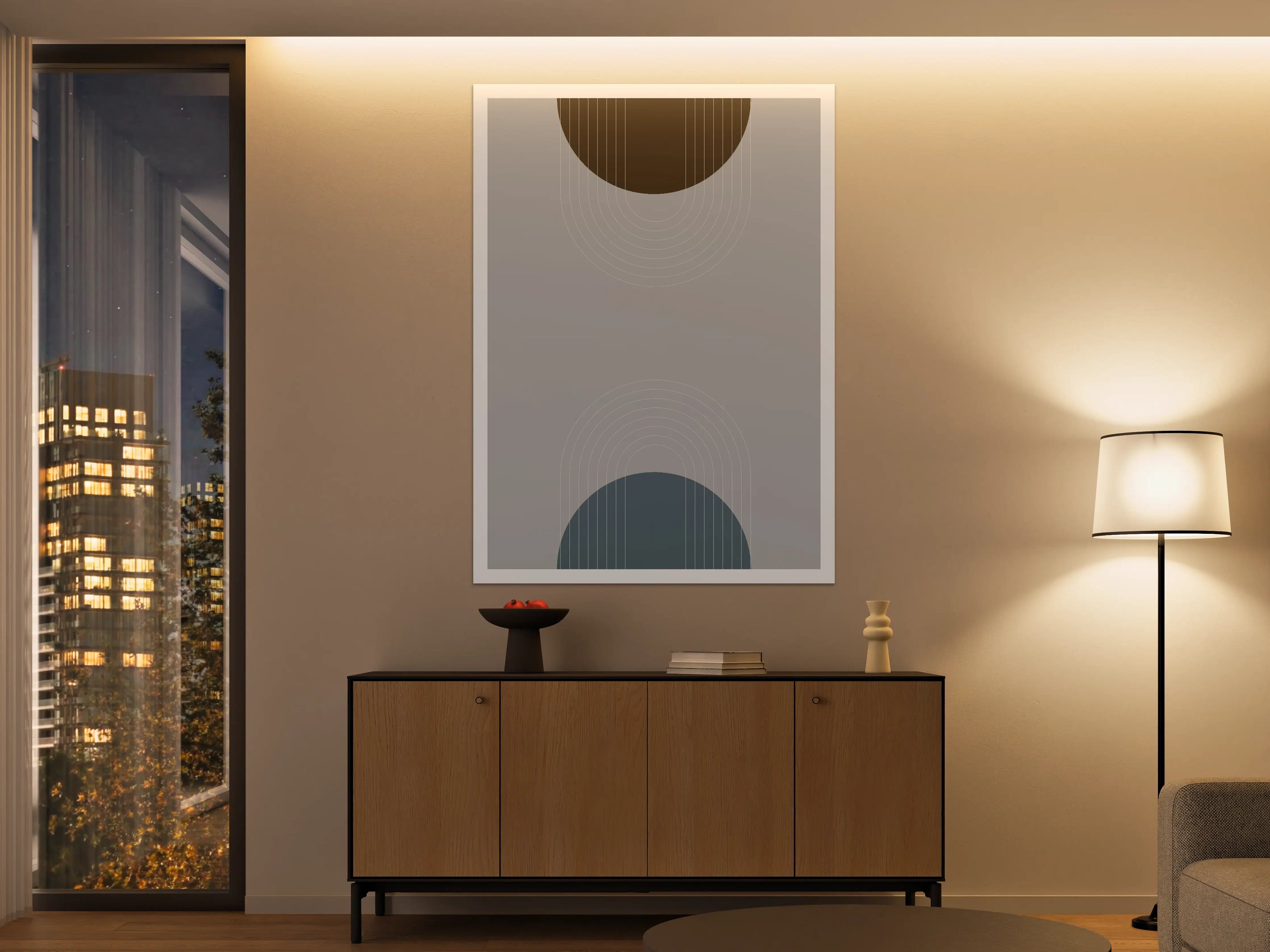 Große Wandbilder - Graue Wandkunst: Geometrische Eleganz