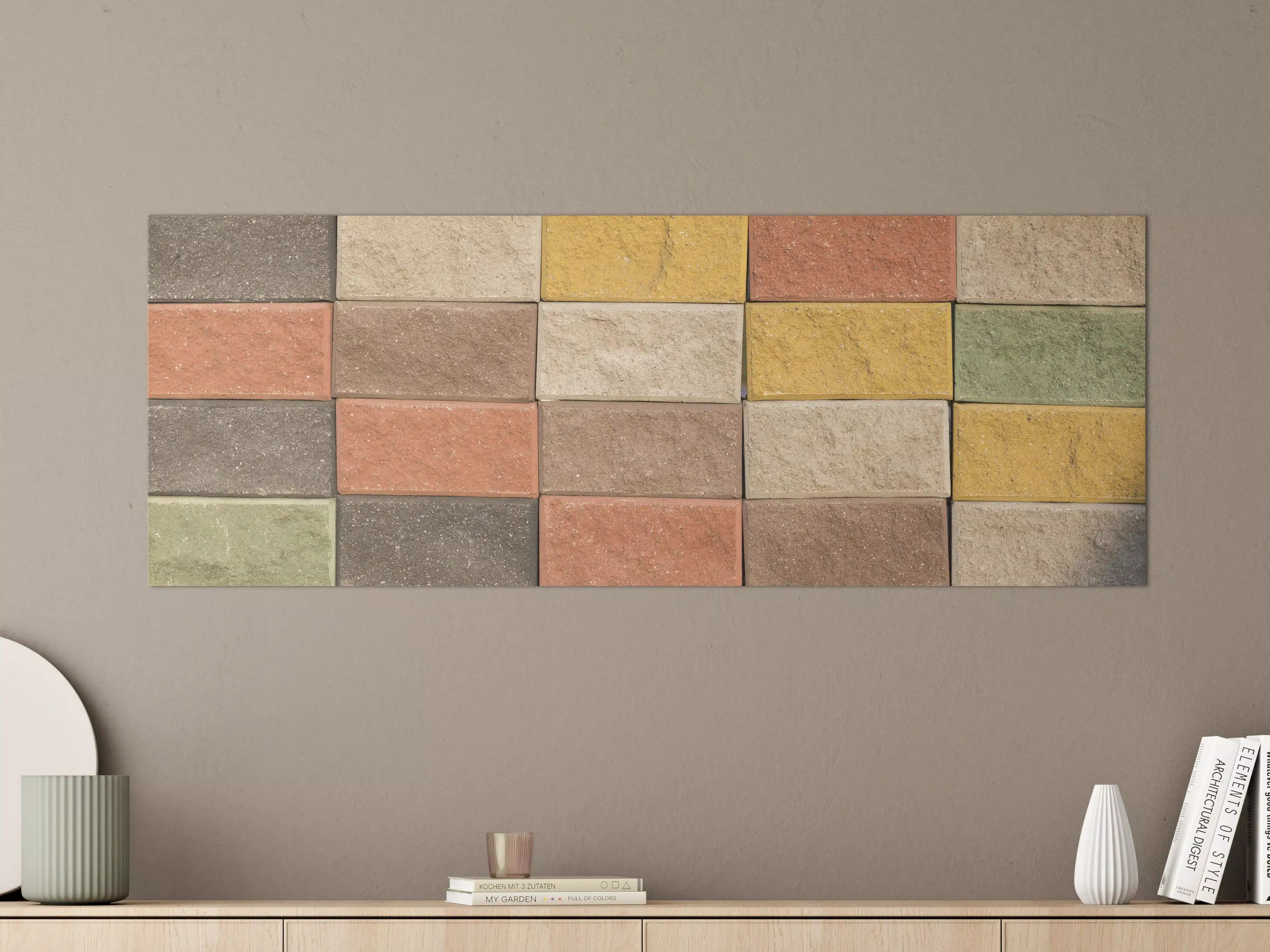 Große Wandbilder - Graue Ziegel in Weiß