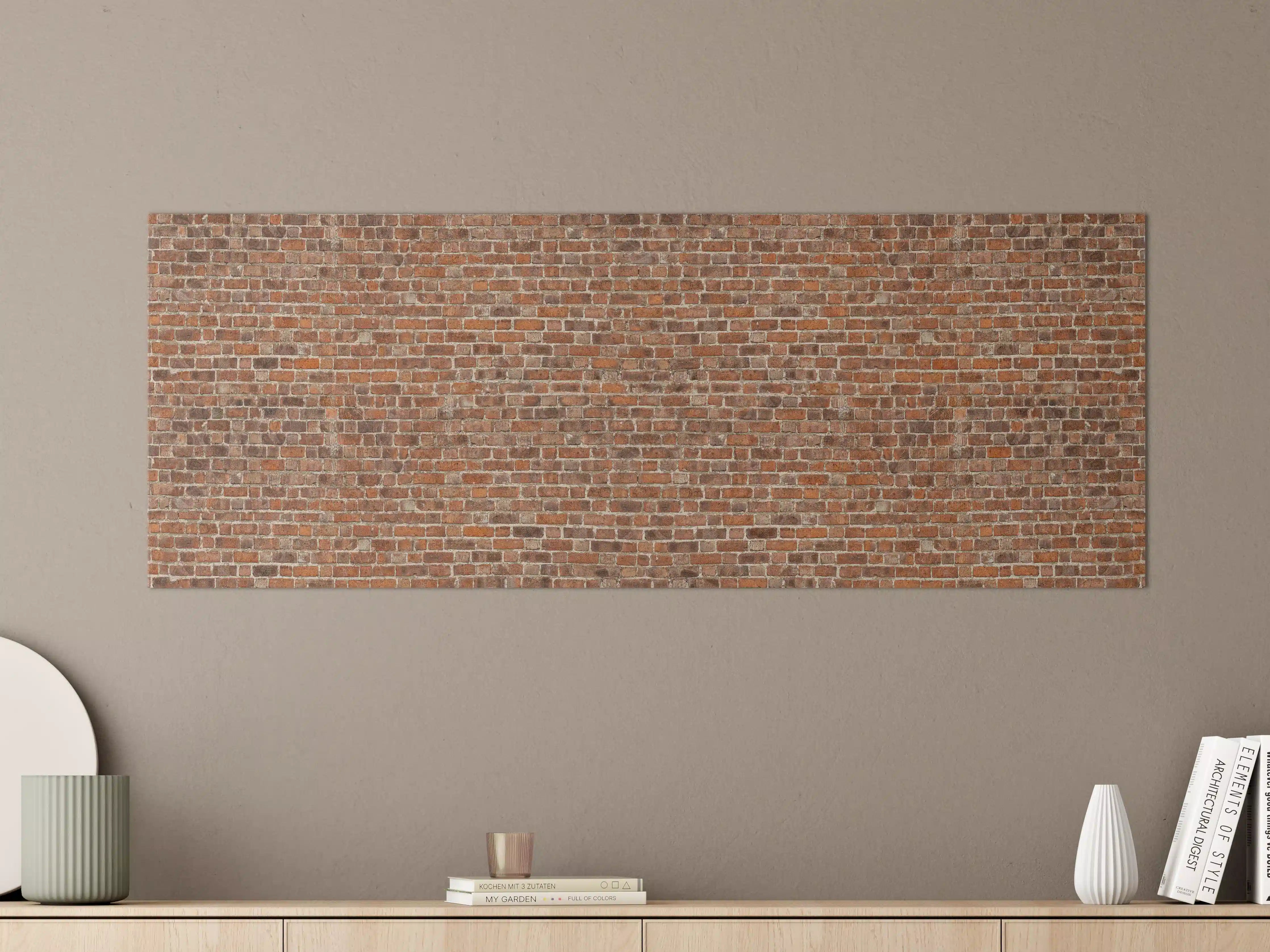 Große Wandbilder - Graue Ziegelmotive im Weißlicht
