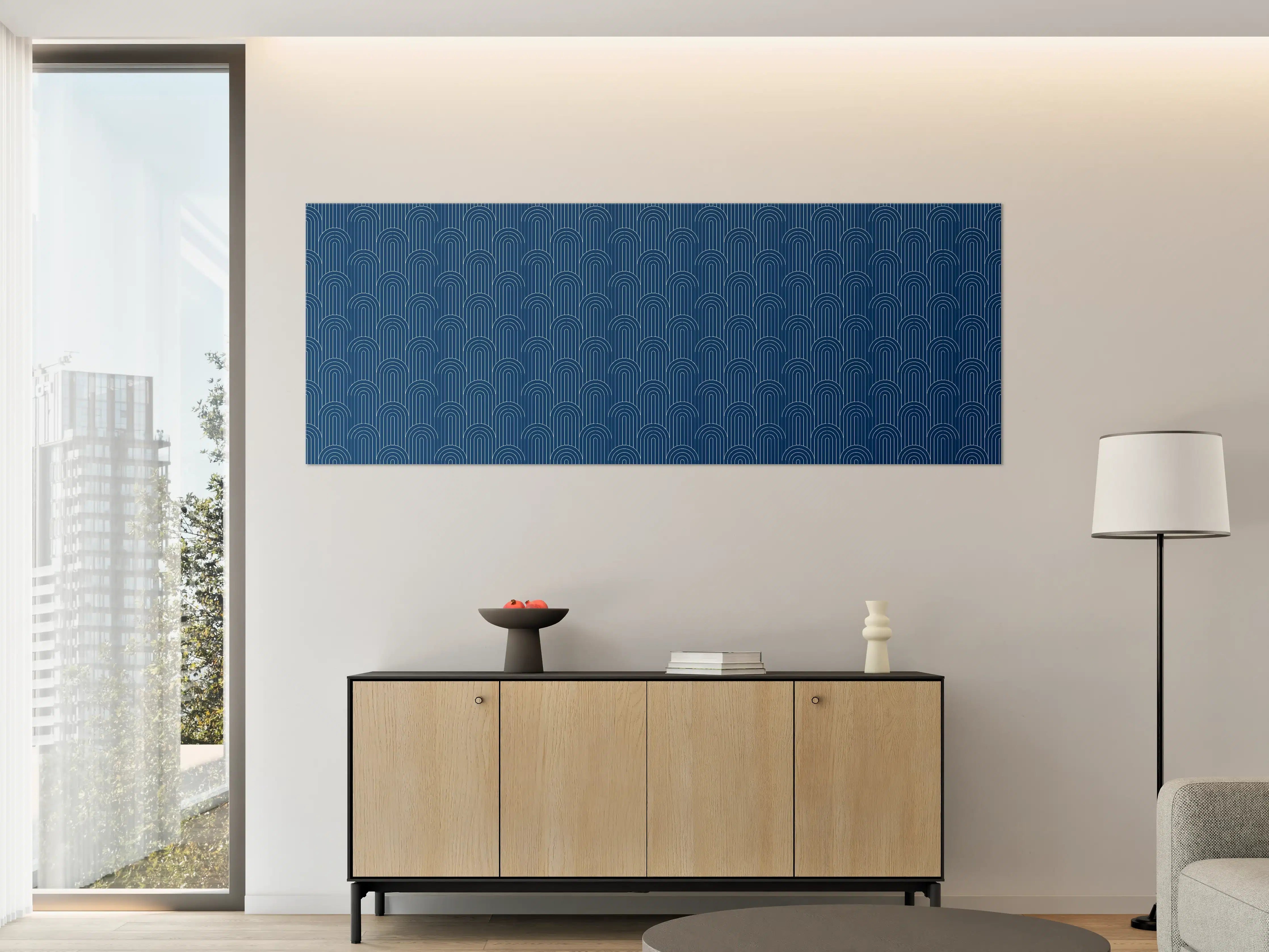 Große Wandbilder - Graue geometrische Motivewandgestaltung
