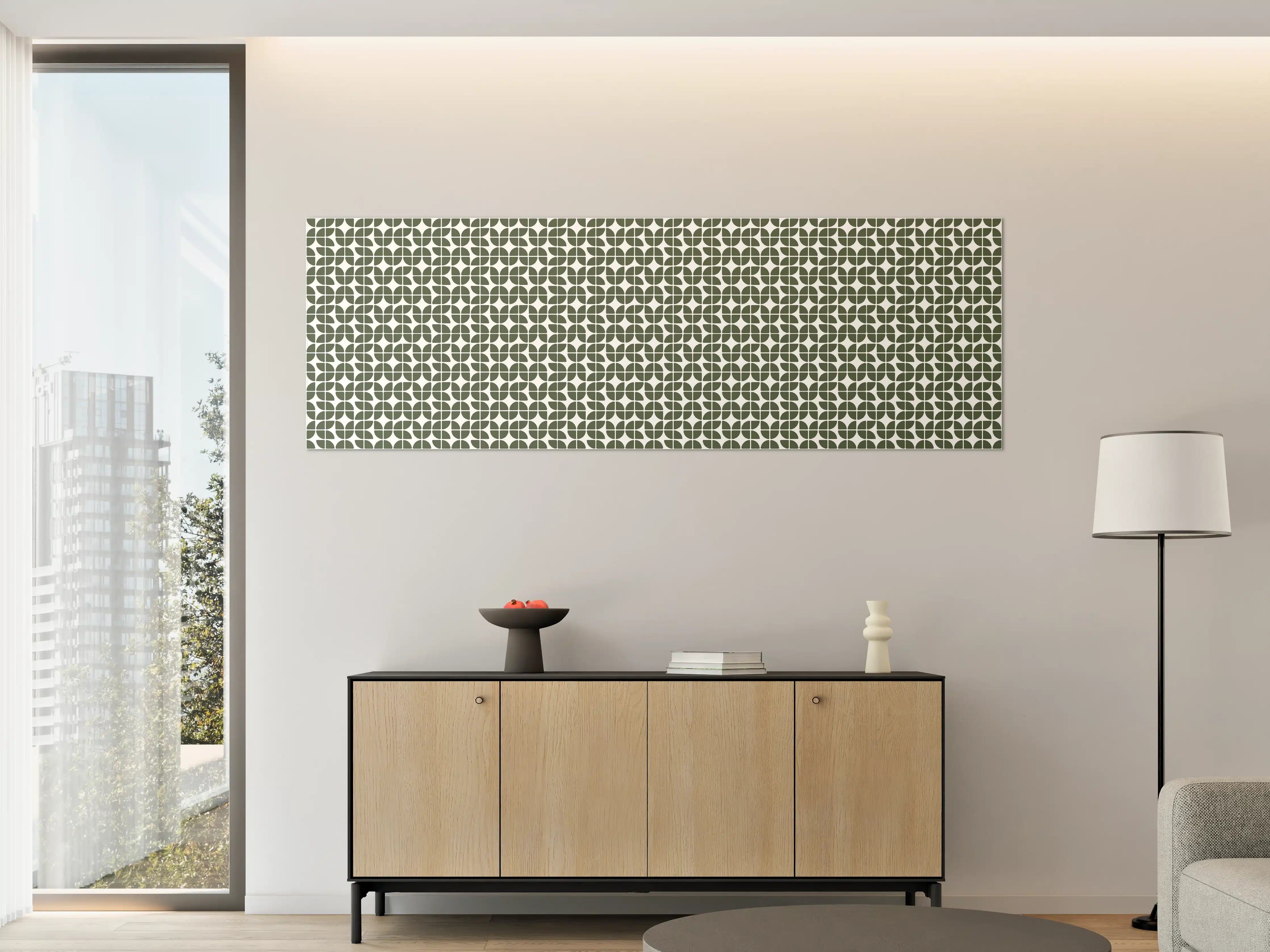Große Wandbilder - Graue geometrische Musterdecke