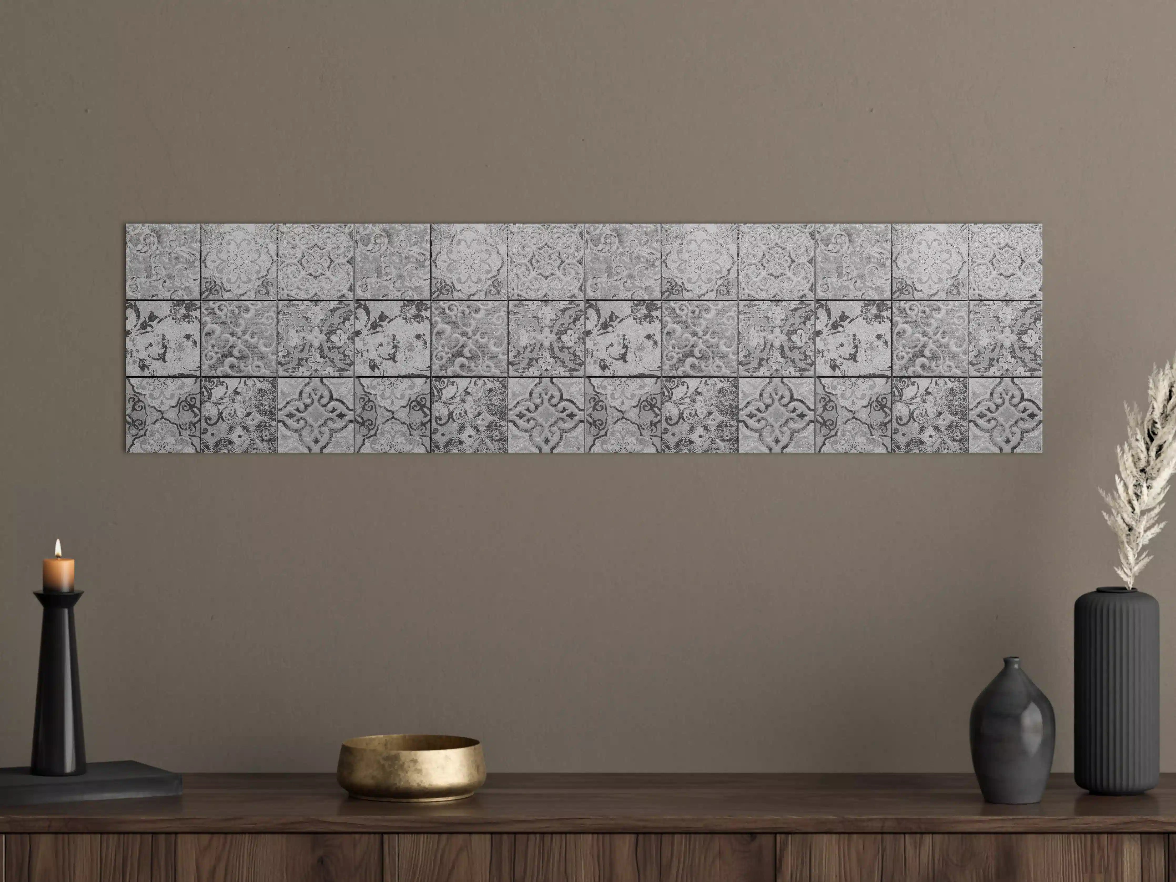 Große Wandbilder - Graue rechteckige Vintage Zementwand