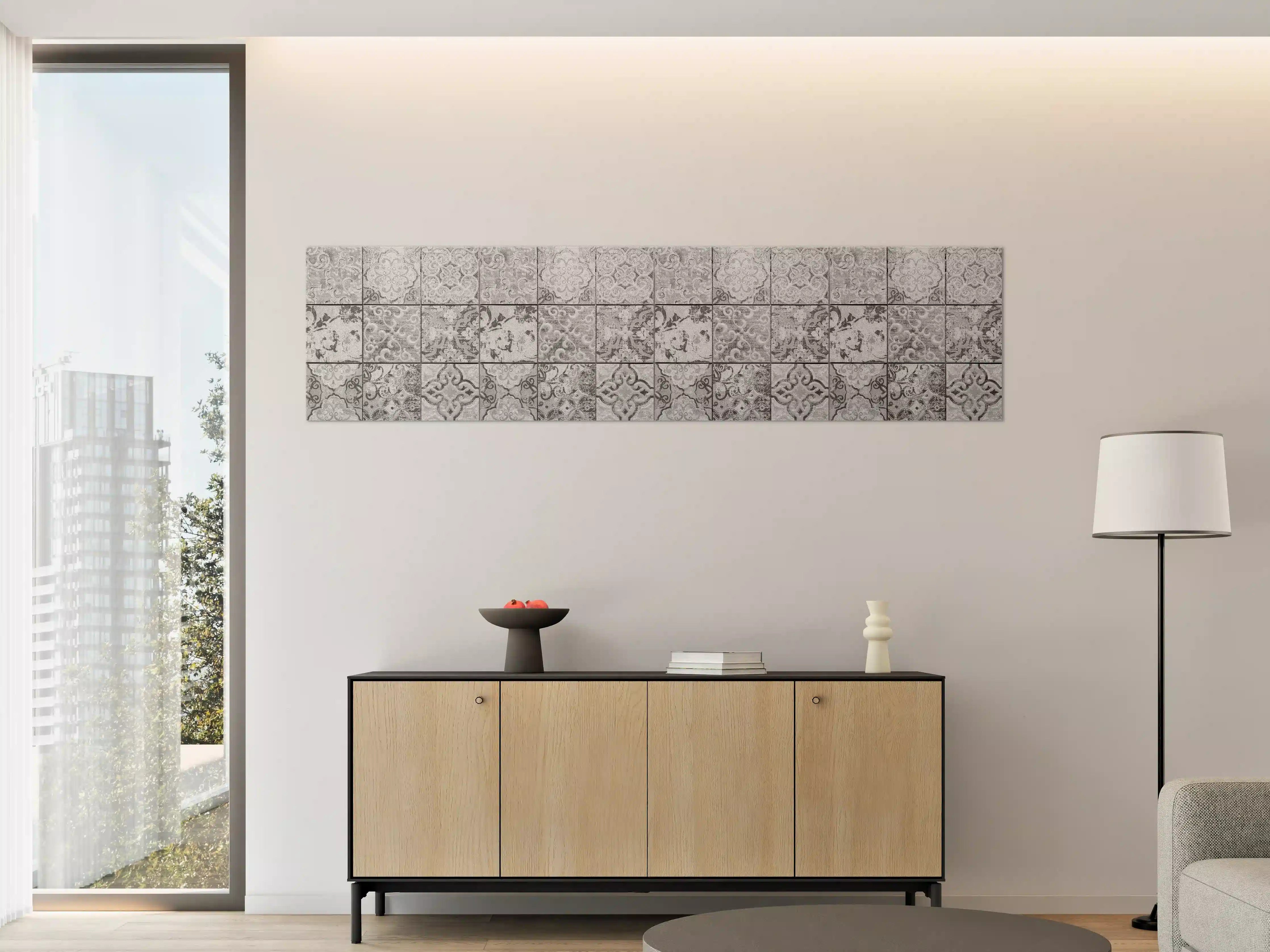 Große Wandbilder - Graue rechteckige Vintage Zementwand