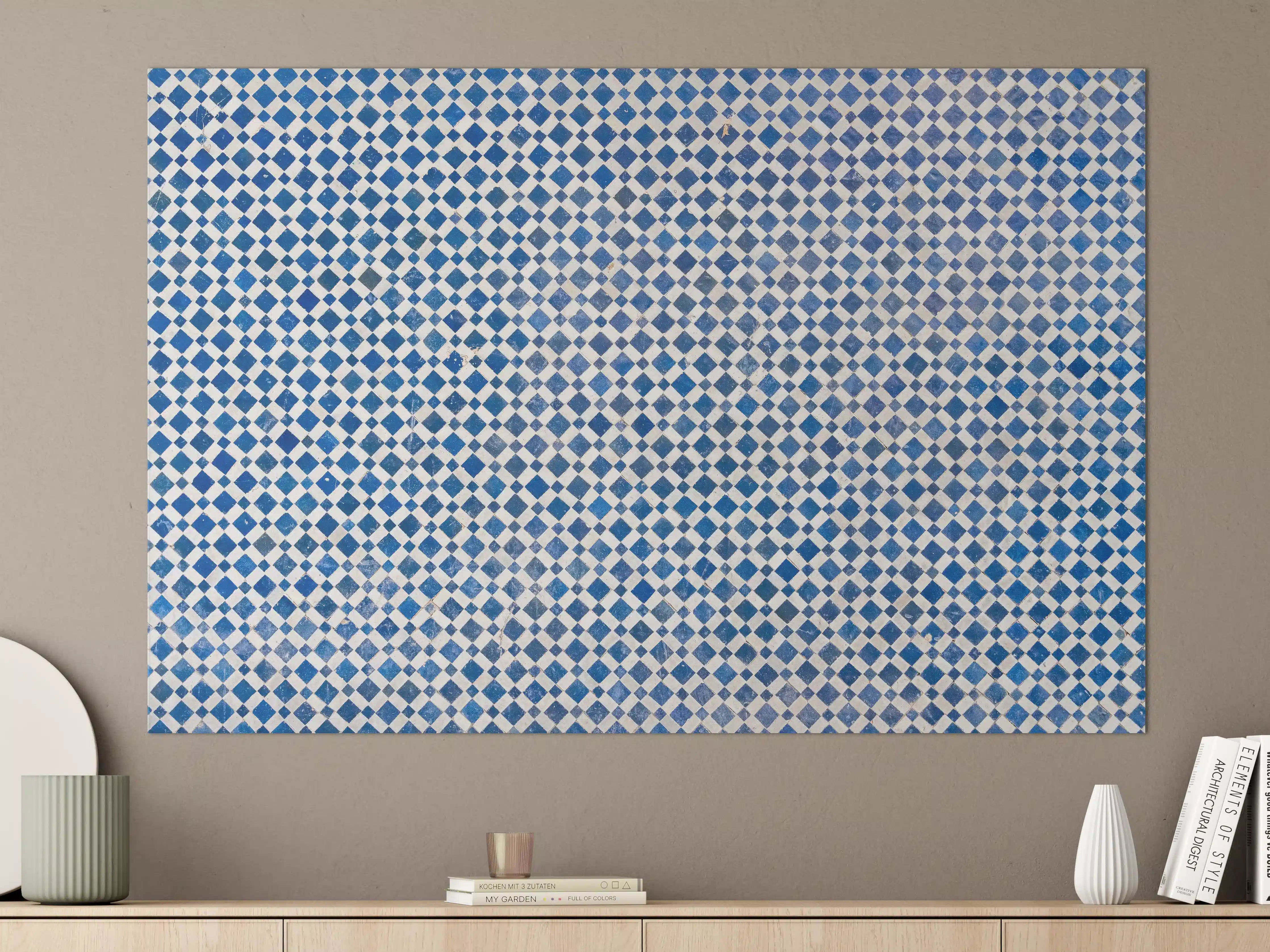 Große Wandbilder - Graue und blaue Mosaikfliesen