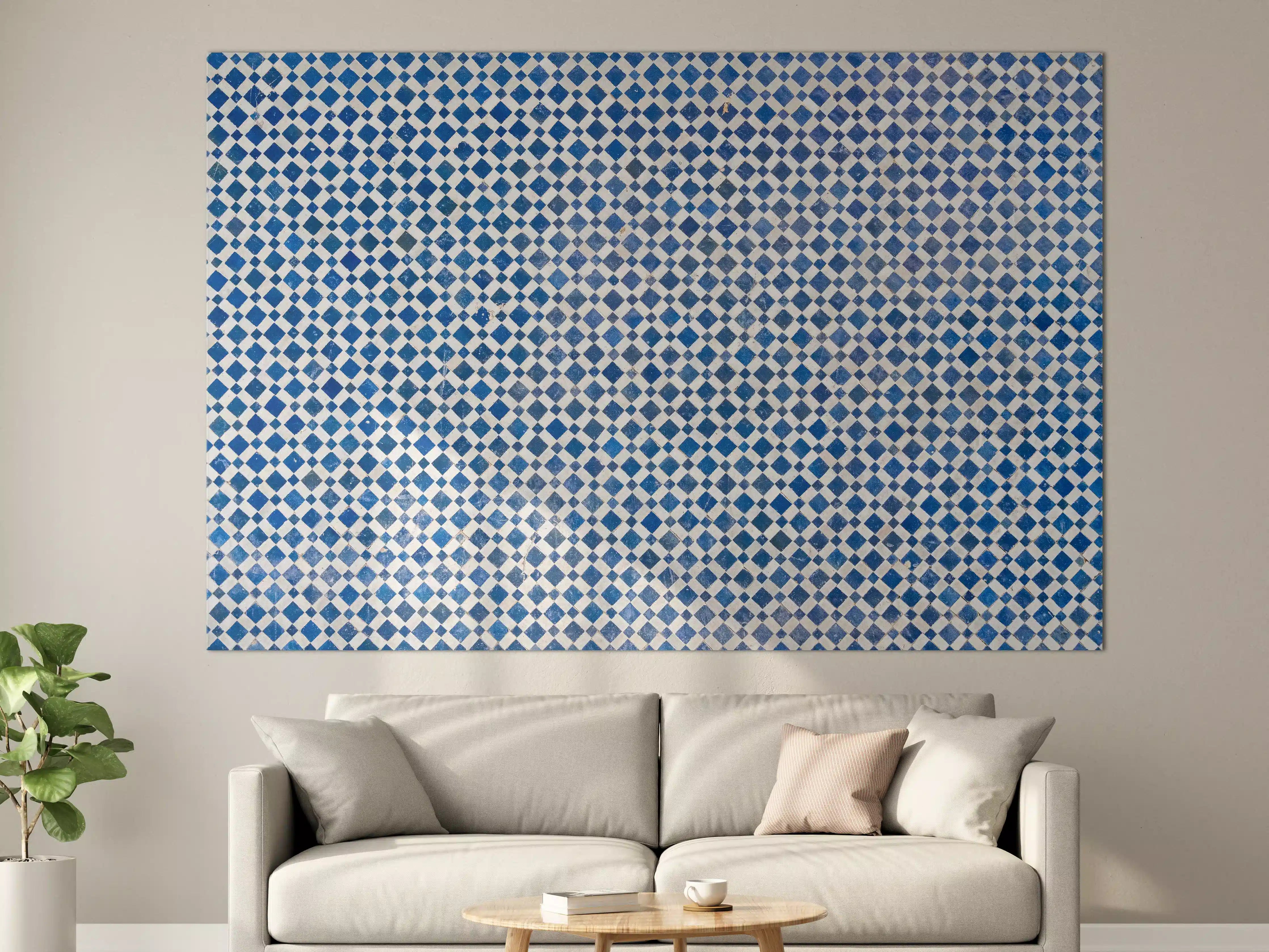 Große Wandbilder - Graue und blaue Mosaikfliesen