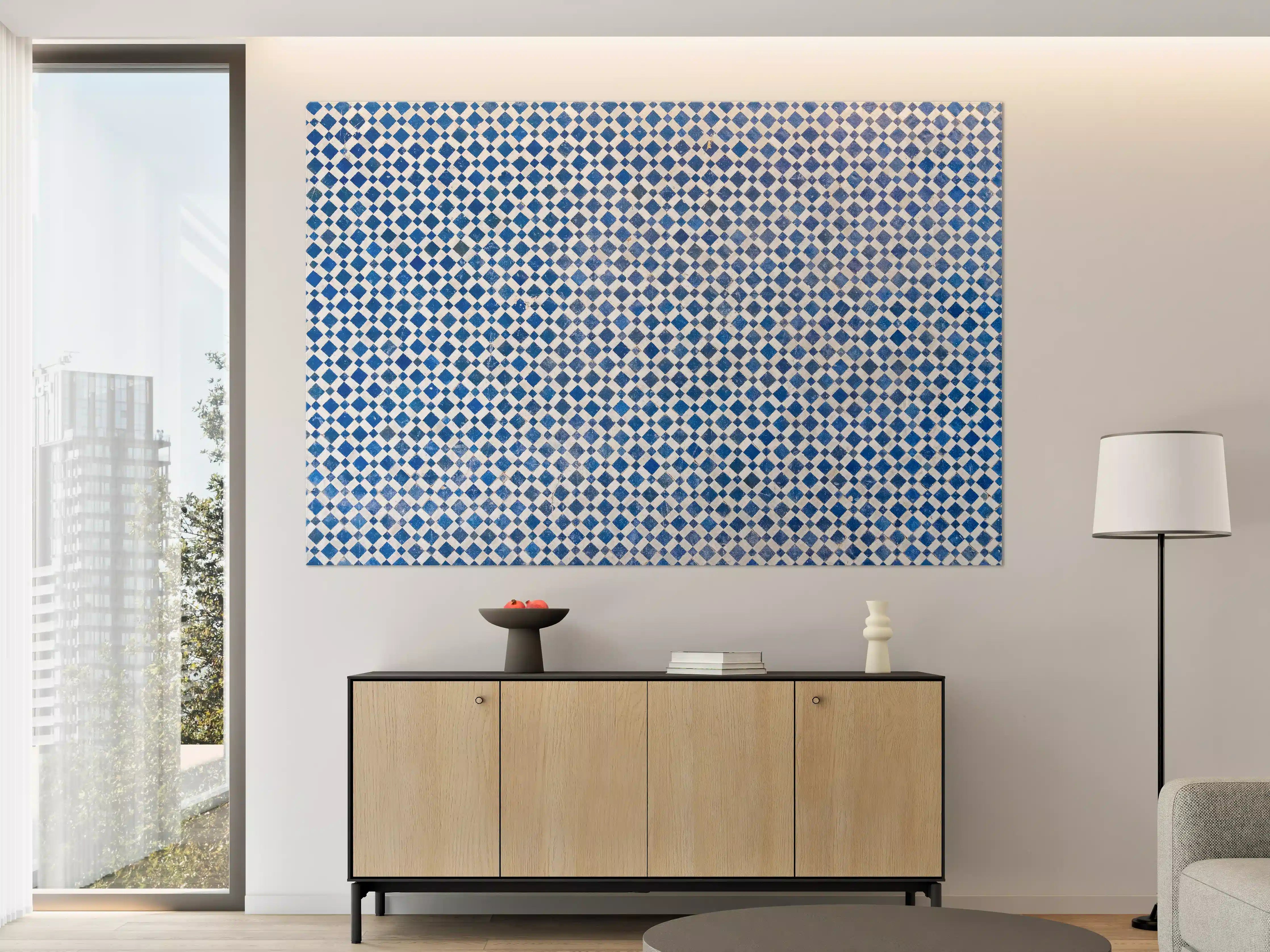 Große Wandbilder - Graue und blaue Mosaikfliesen