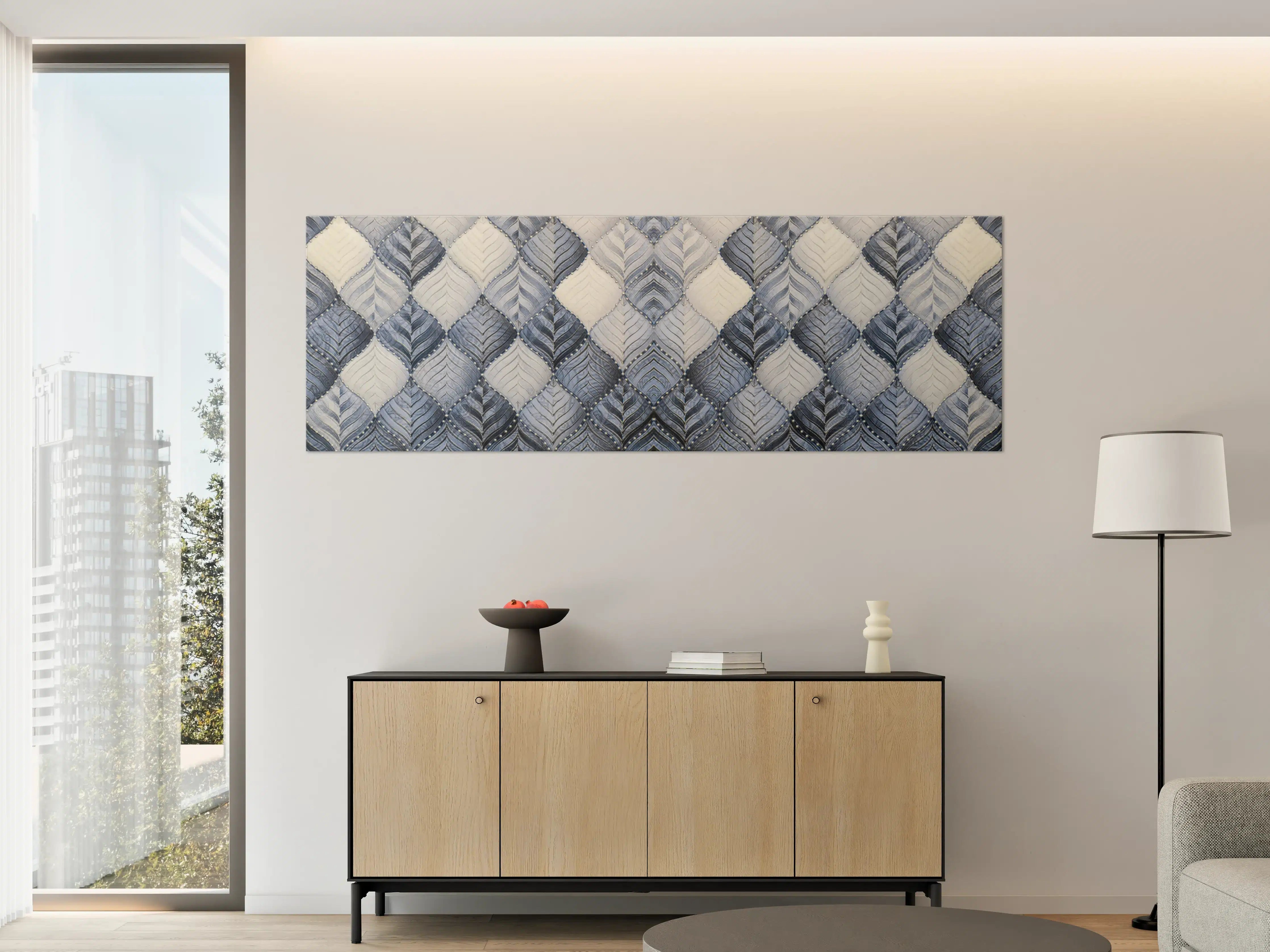 Große Wandbilder - Graue und weiße Quilt-Oberfläche