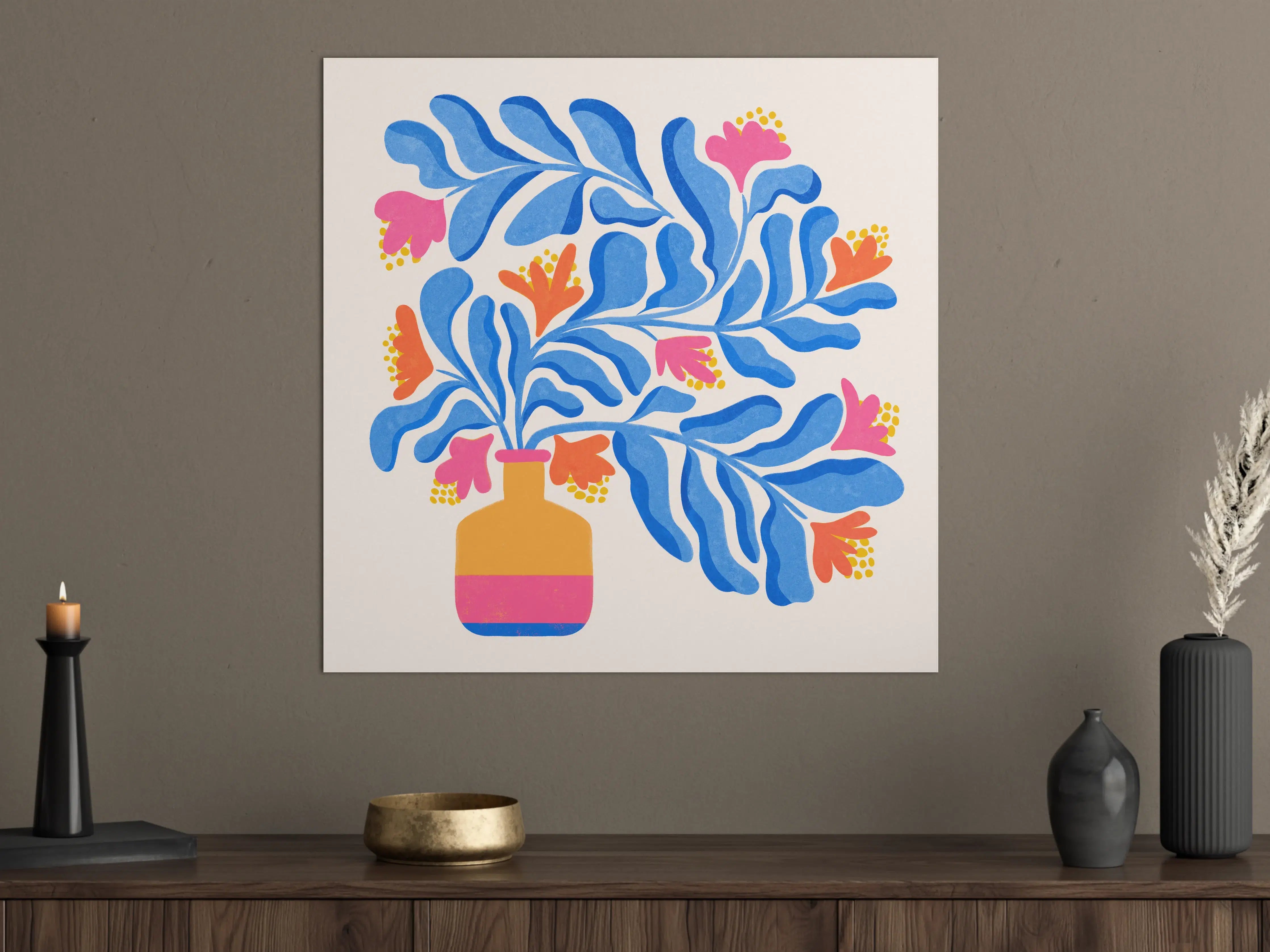 Große Wandbilder - Grauer Blumenstrauß in moderner Vase