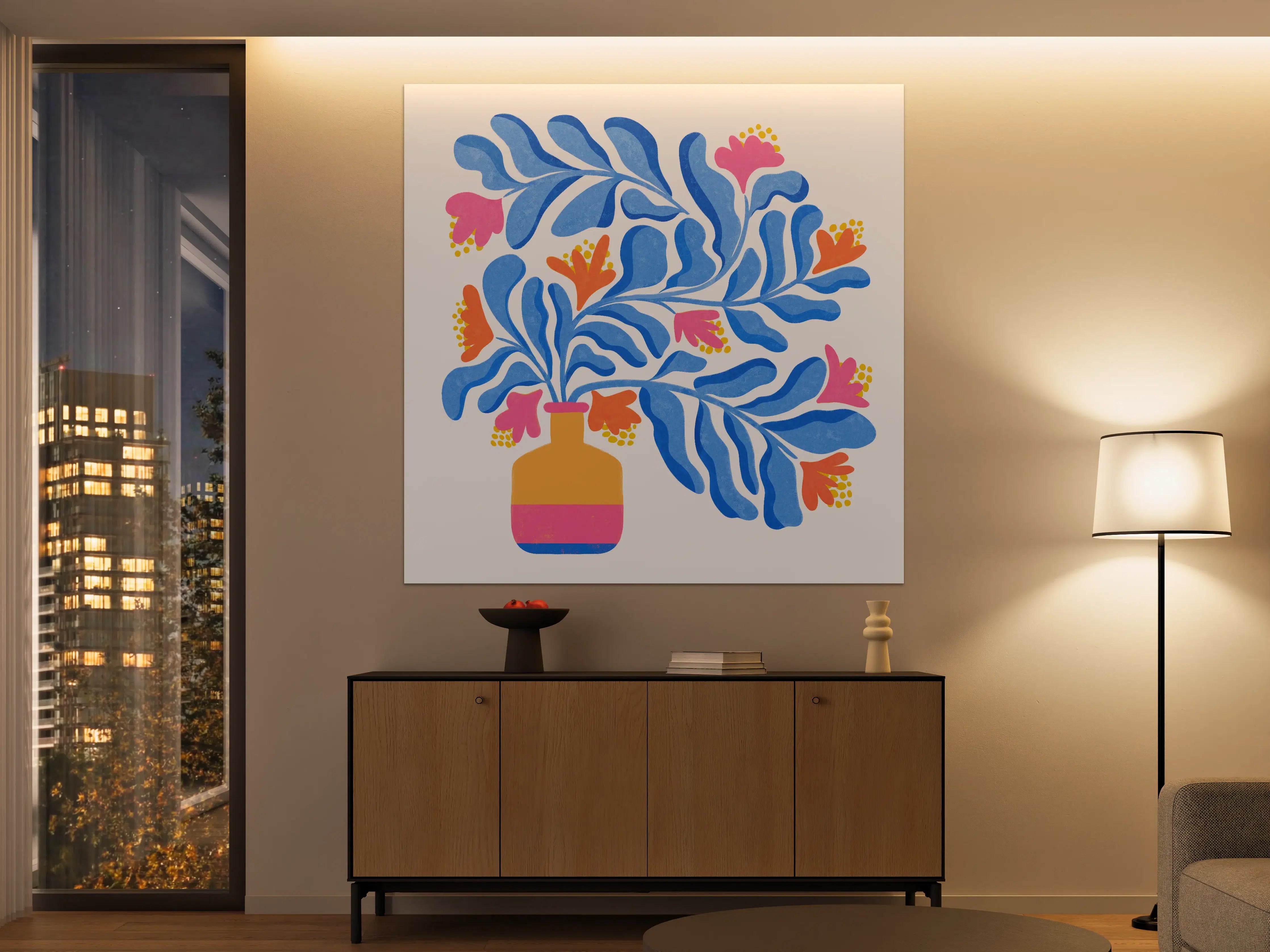 Große Wandbilder - Grauer Blumenstrauß in moderner Vase