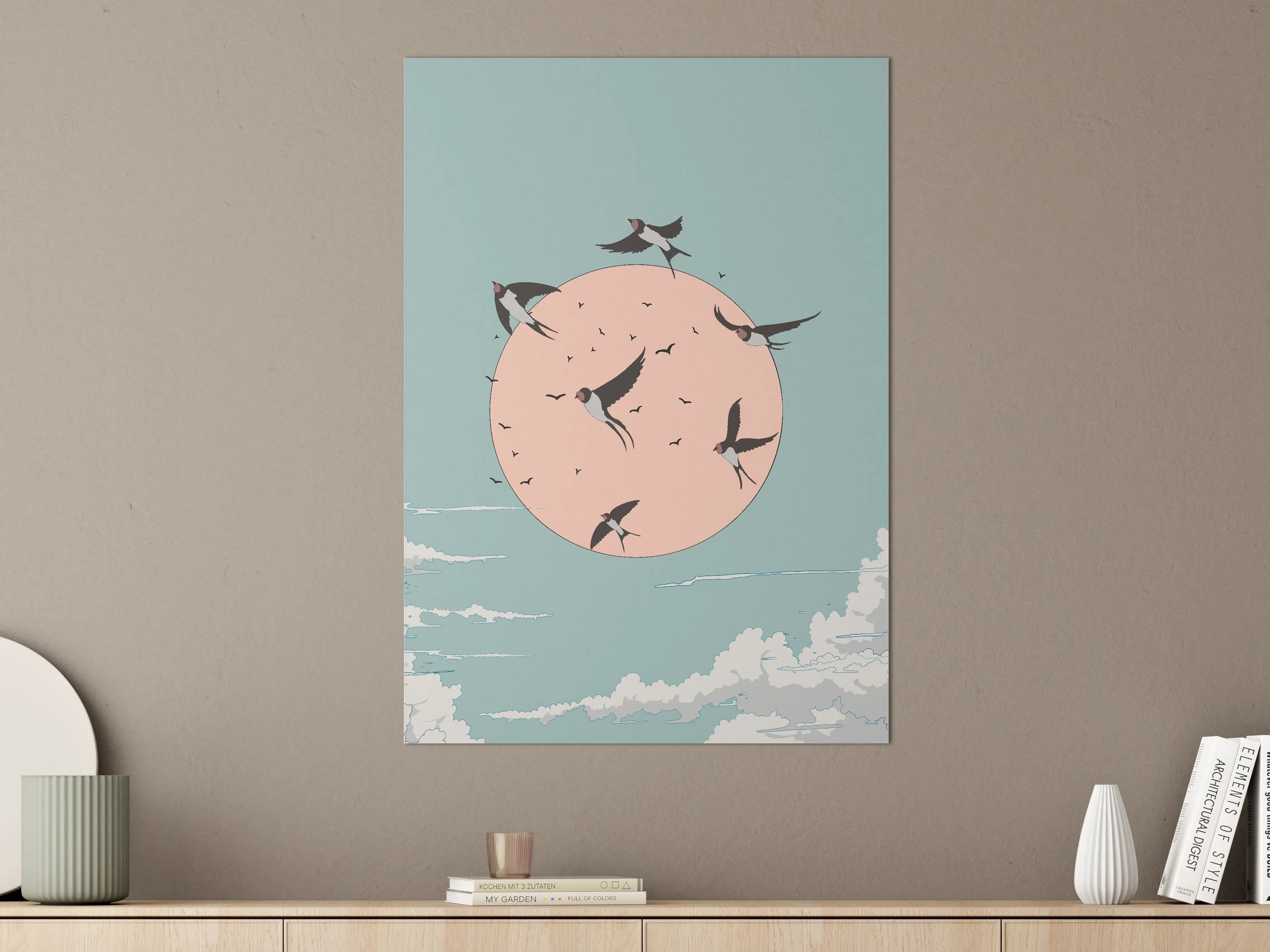 Große Wandbilder - Grauer Flug vor Vollmond