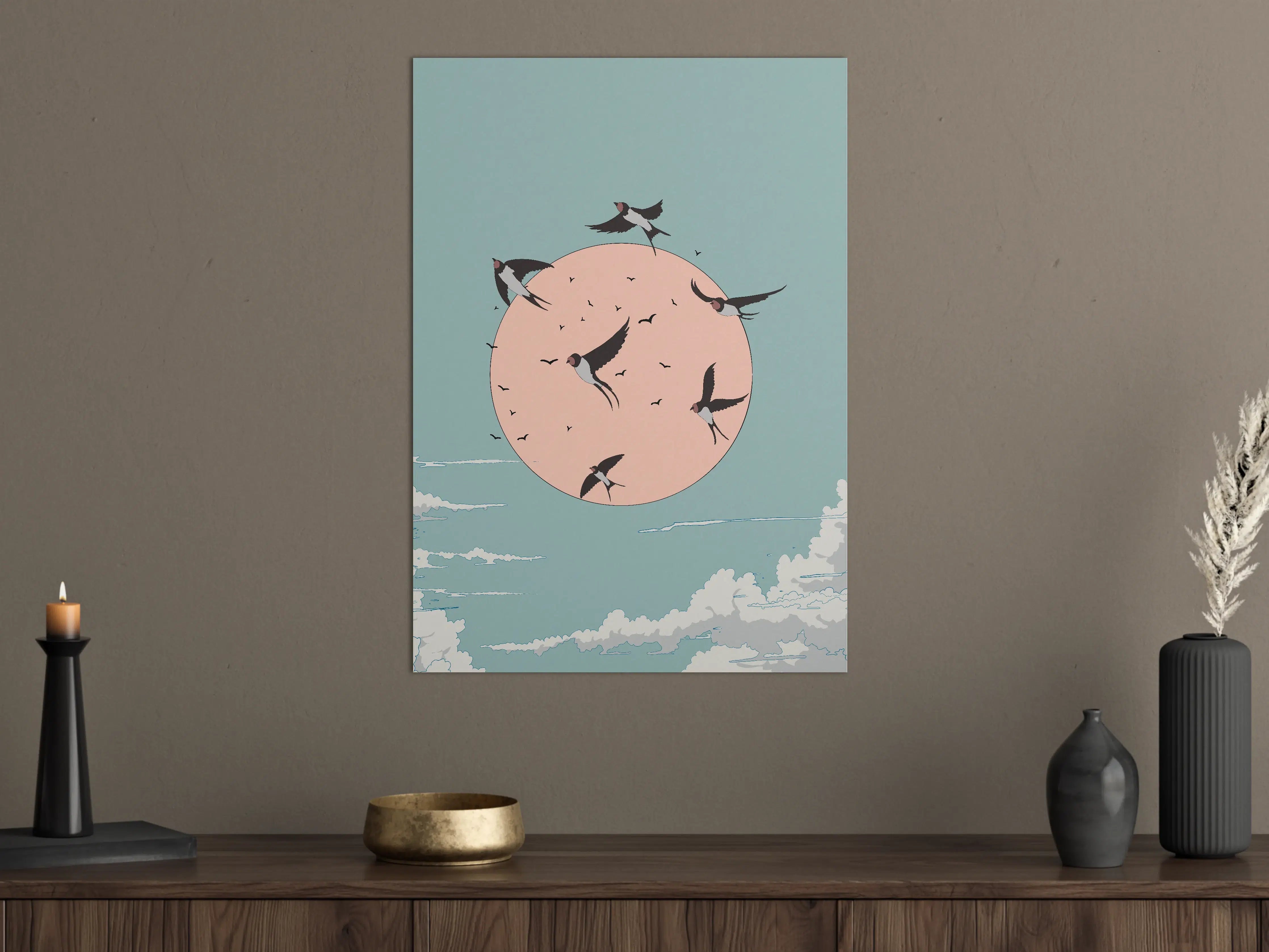 Große Wandbilder - Grauer Flug vor Vollmond