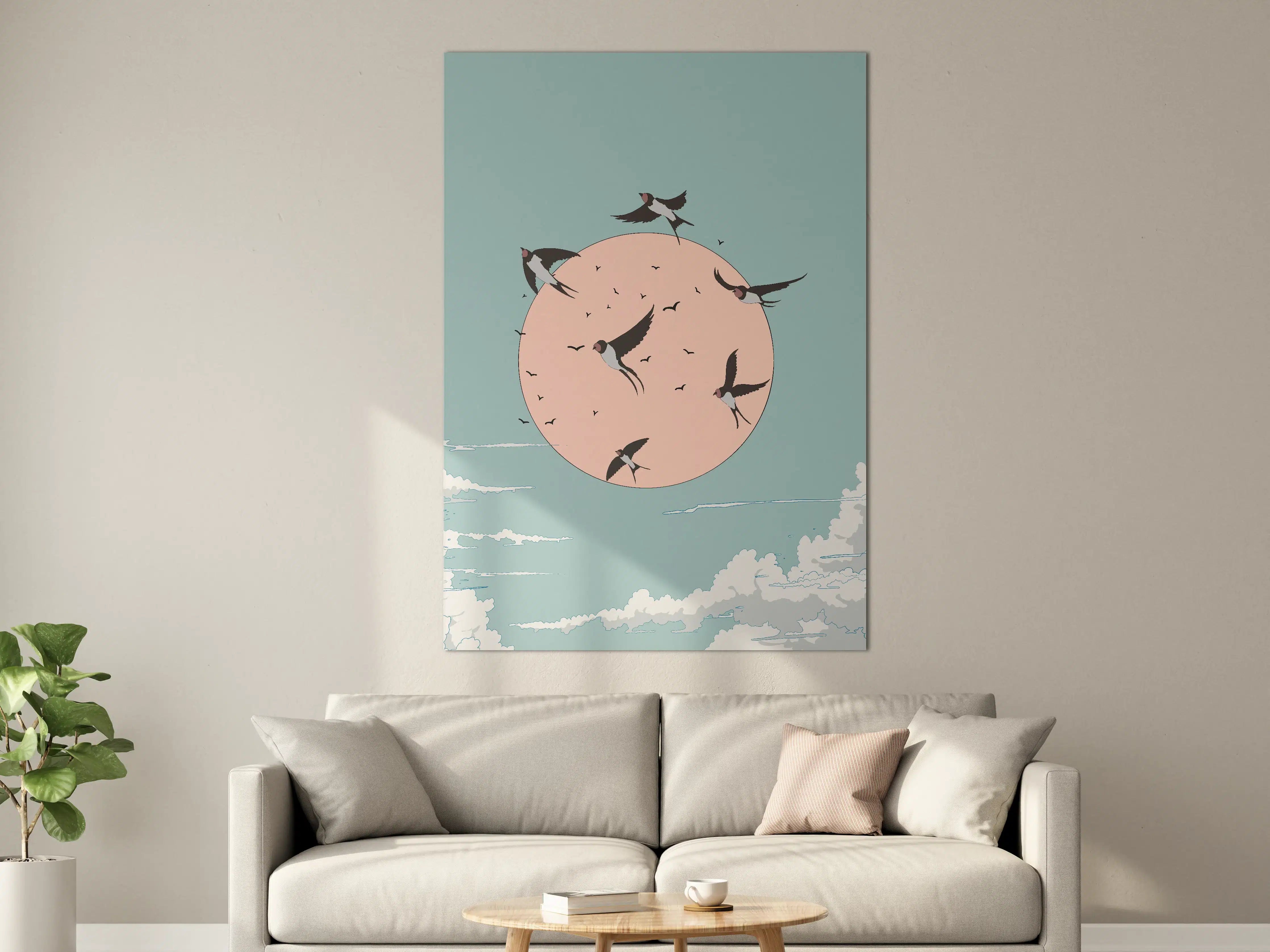 Große Wandbilder - Grauer Flug vor Vollmond