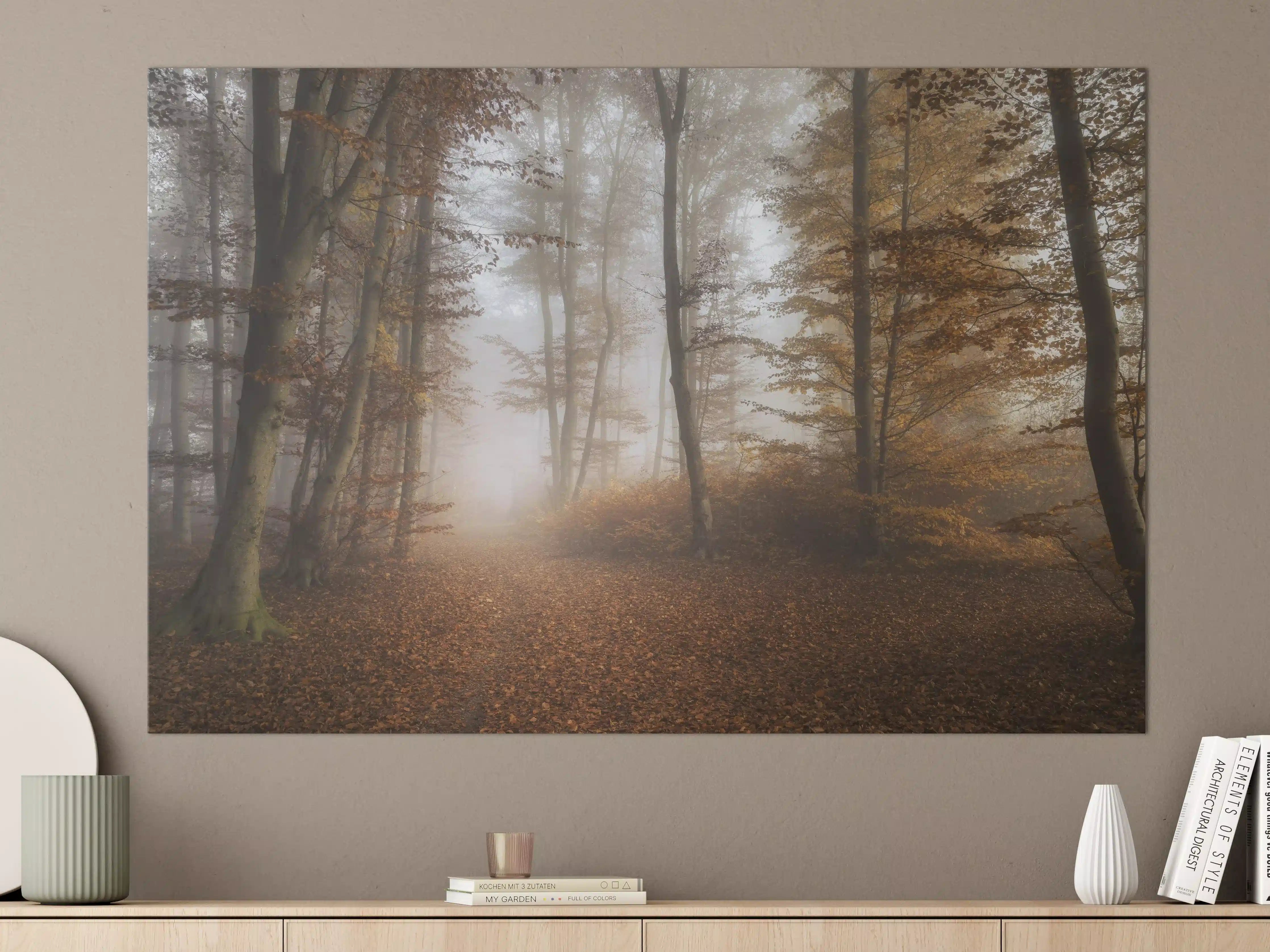 Große Wandbilder - Grauer Herbstnebel im Wald