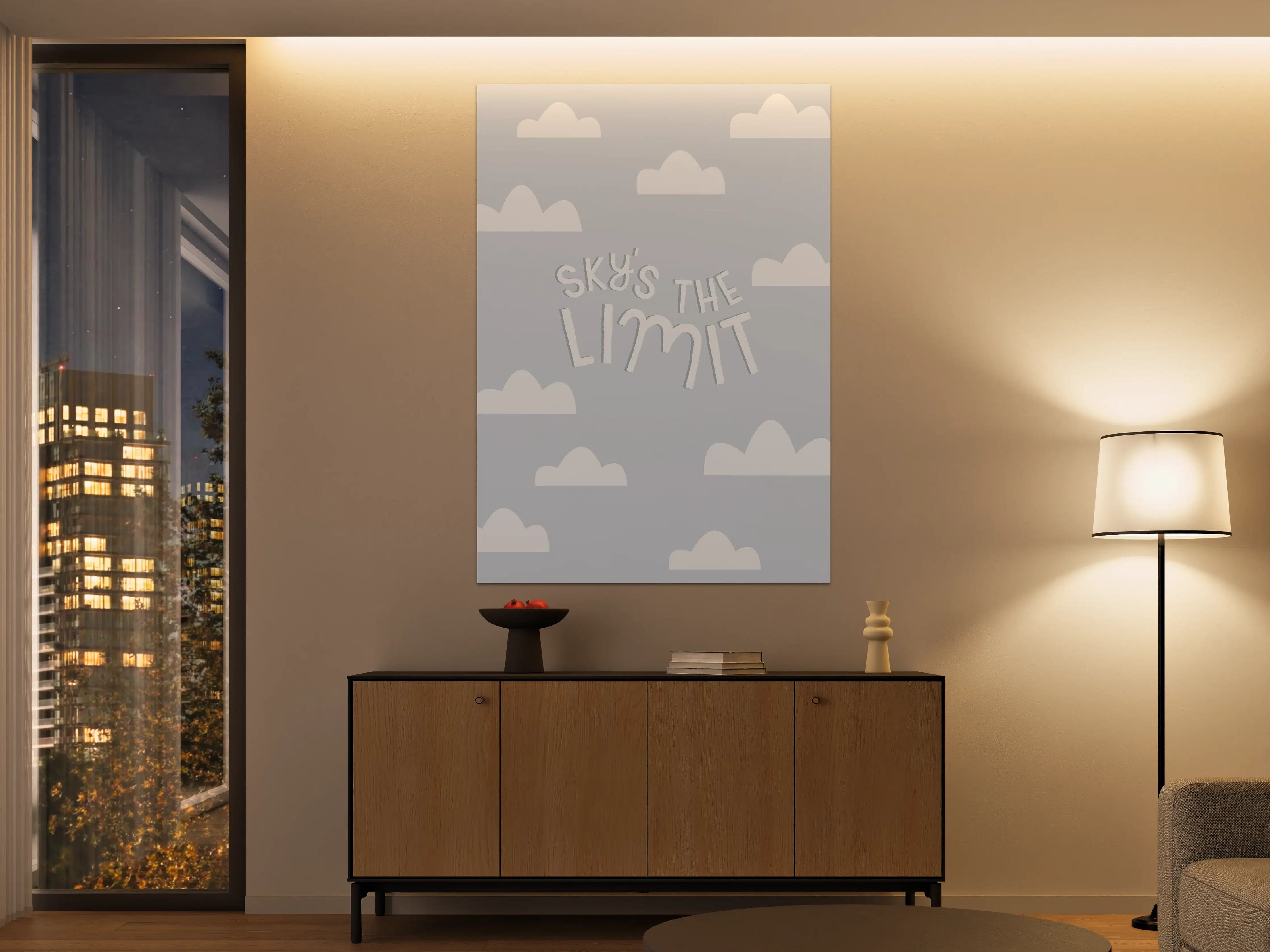 Große Wandbilder - Grauer Himmel mit inspirierenden Worten