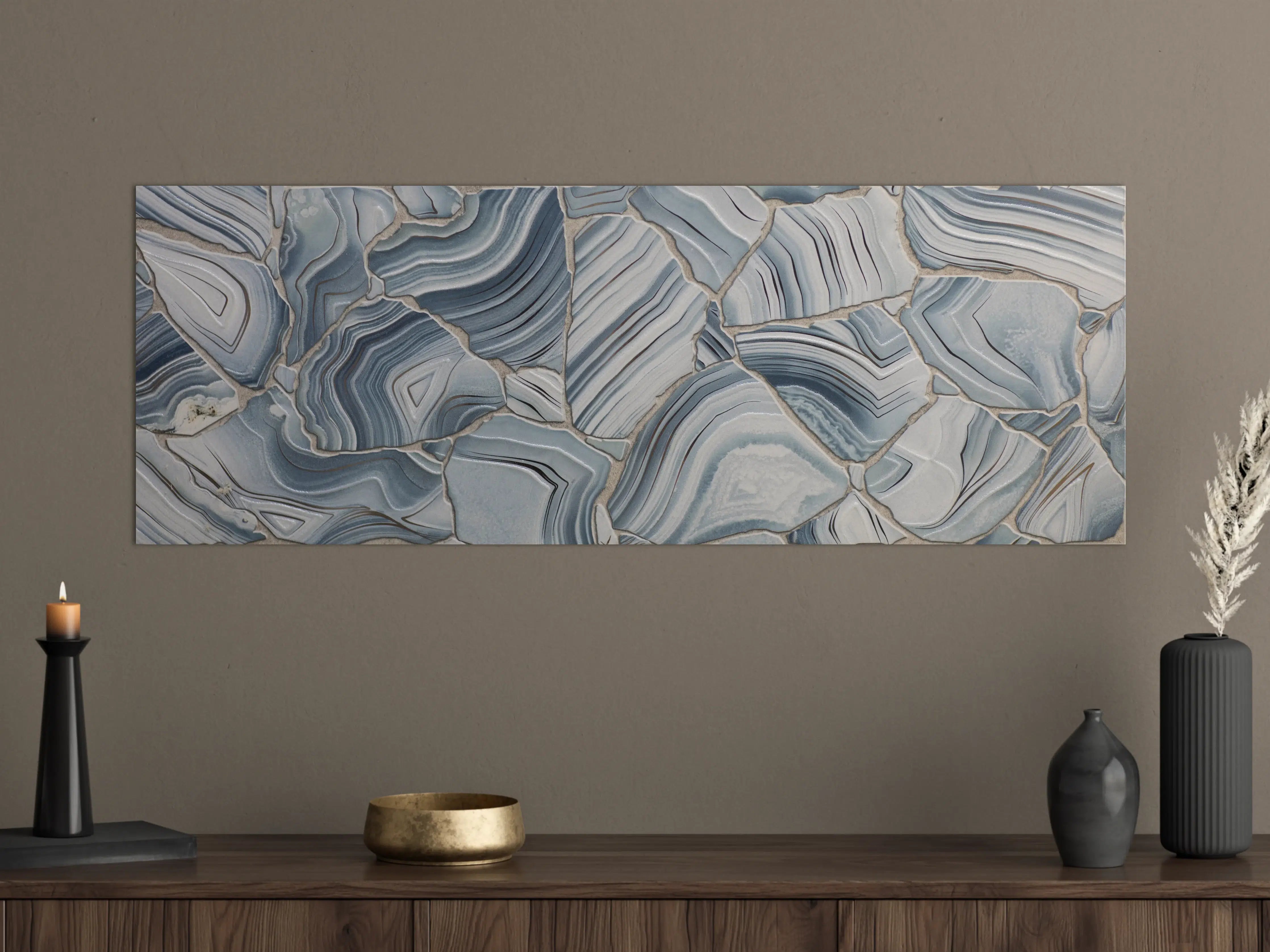 Große Wandbilder - Grauer Marmor-Gloss mit Weißnuancen