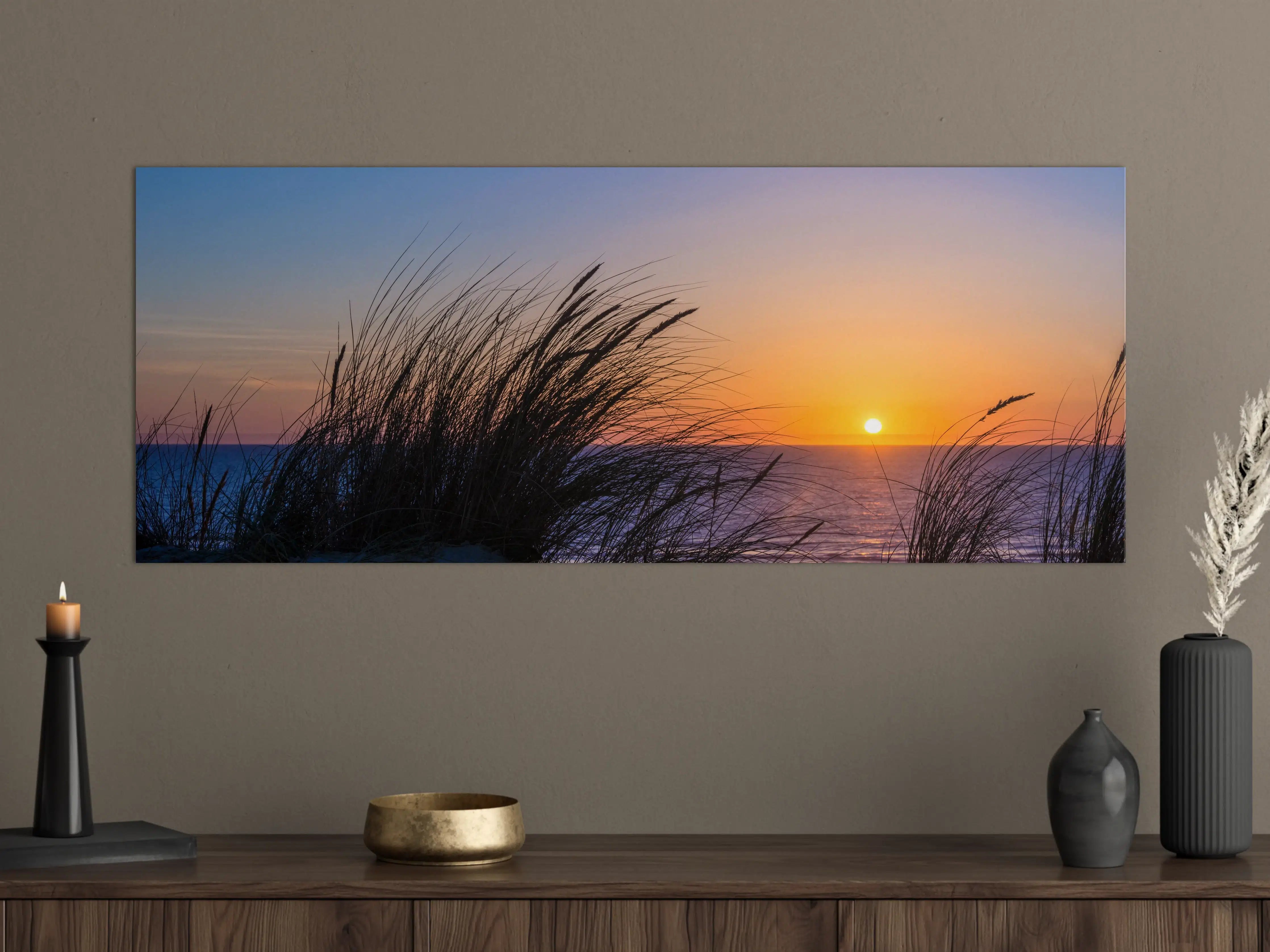 Große Wandbilder - Grauer Sonnenuntergang am Meer