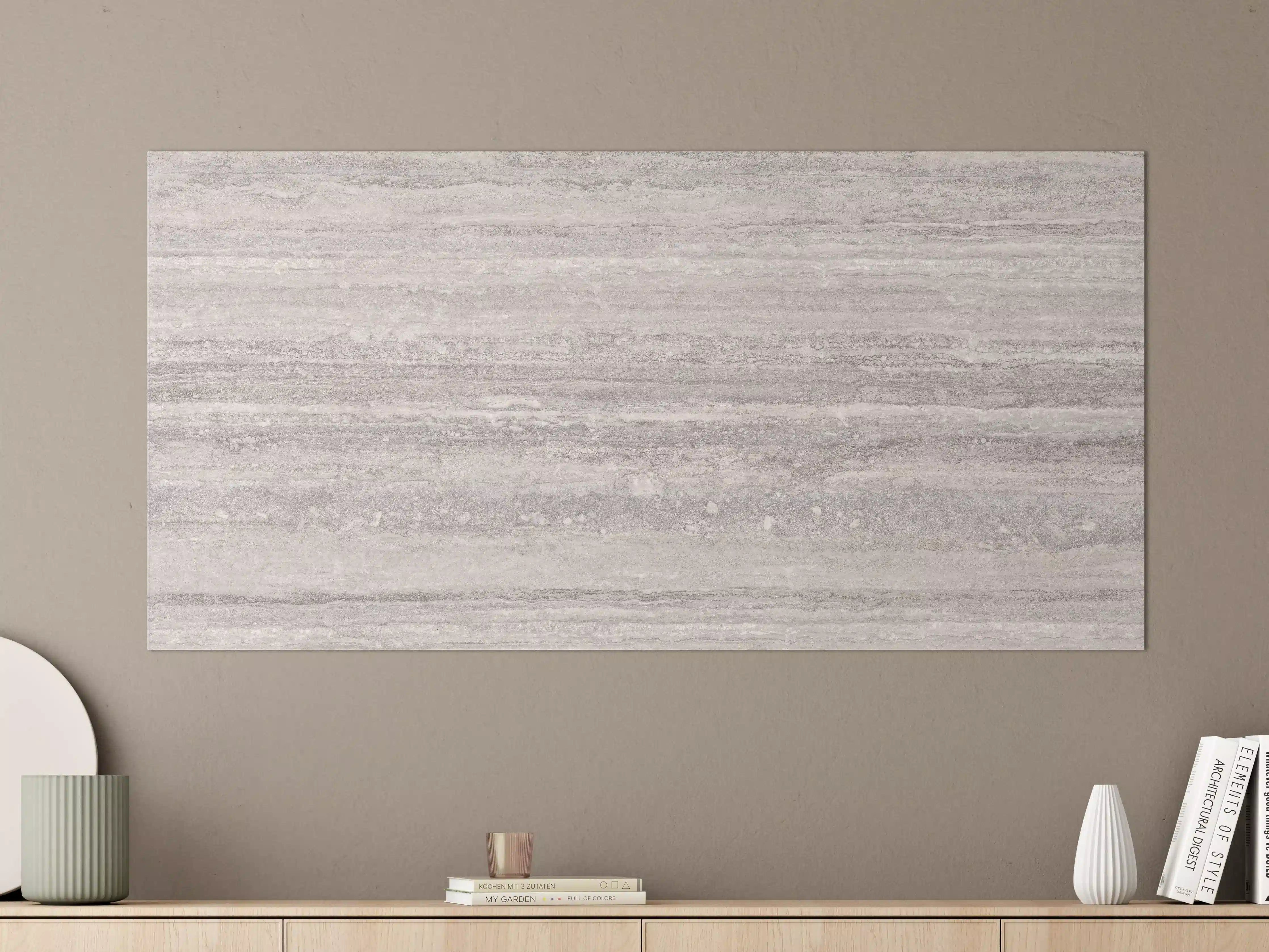 Große Wandbilder - Grauer Travertin Stein