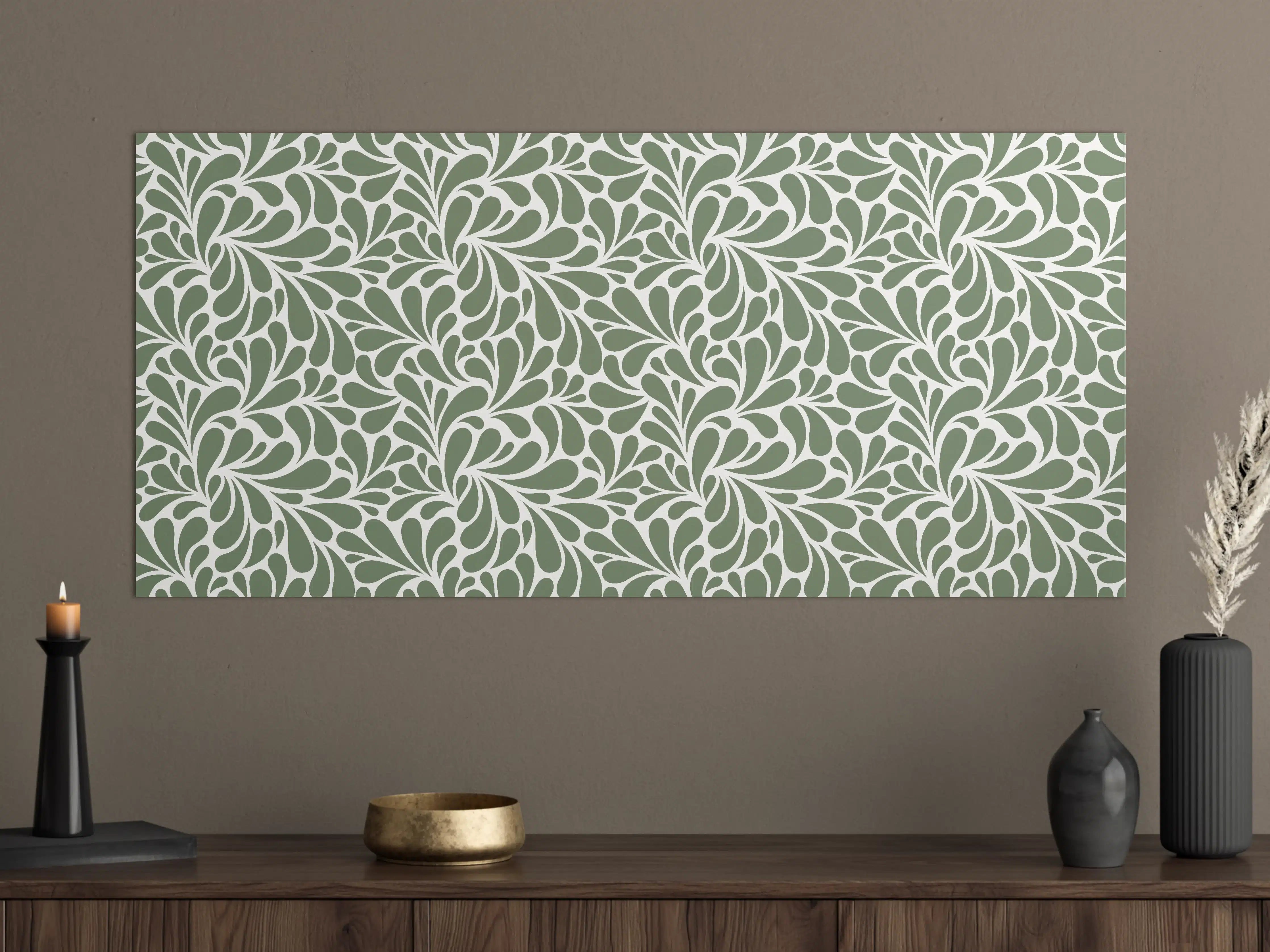 Große Wandbilder - Graues Blättermuster-Design
