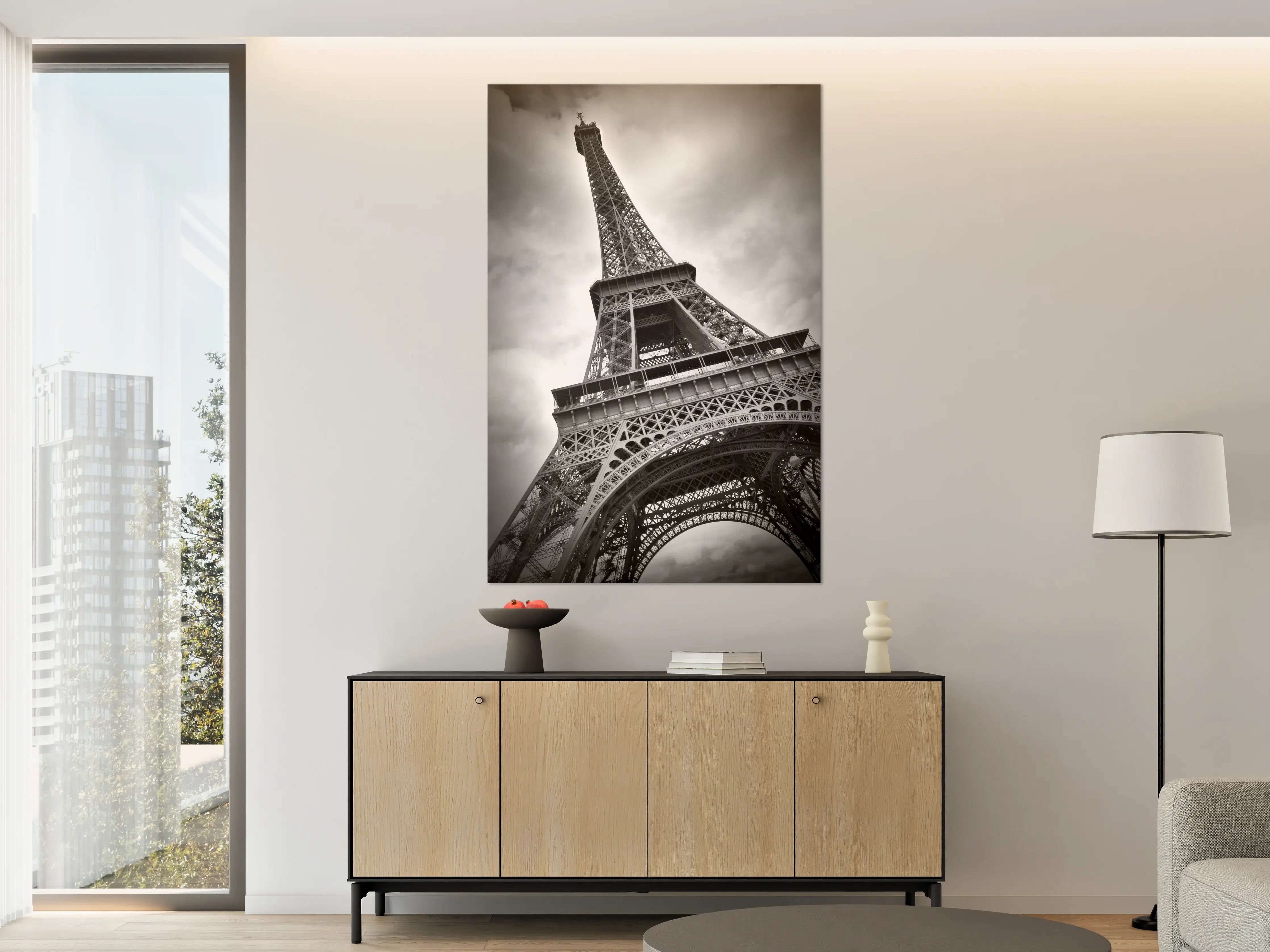 Große Wandbilder - Graues Echo des Eiffelturms