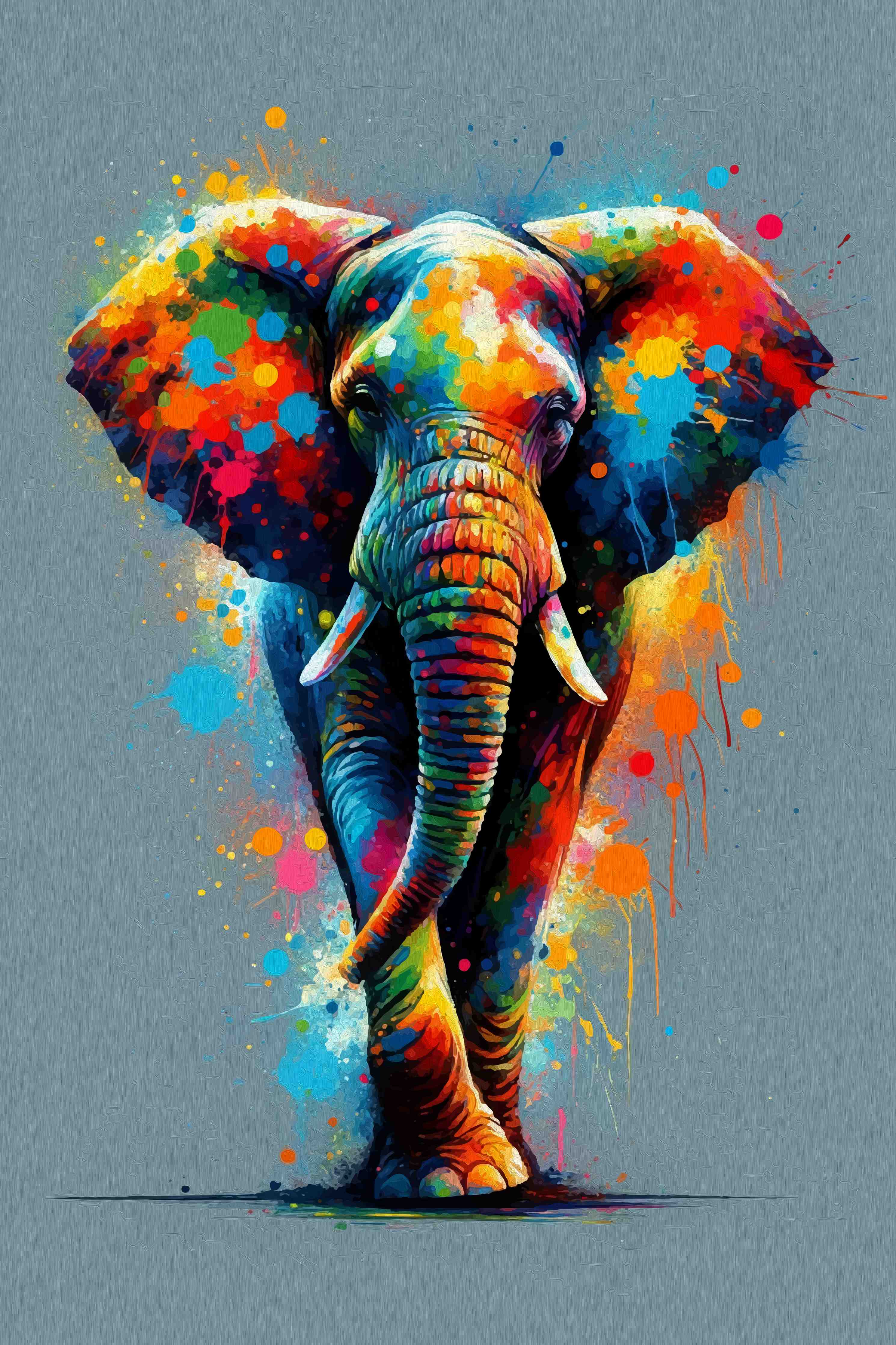 Große Wandbilder-Graues Elefantenporträt in Weiß