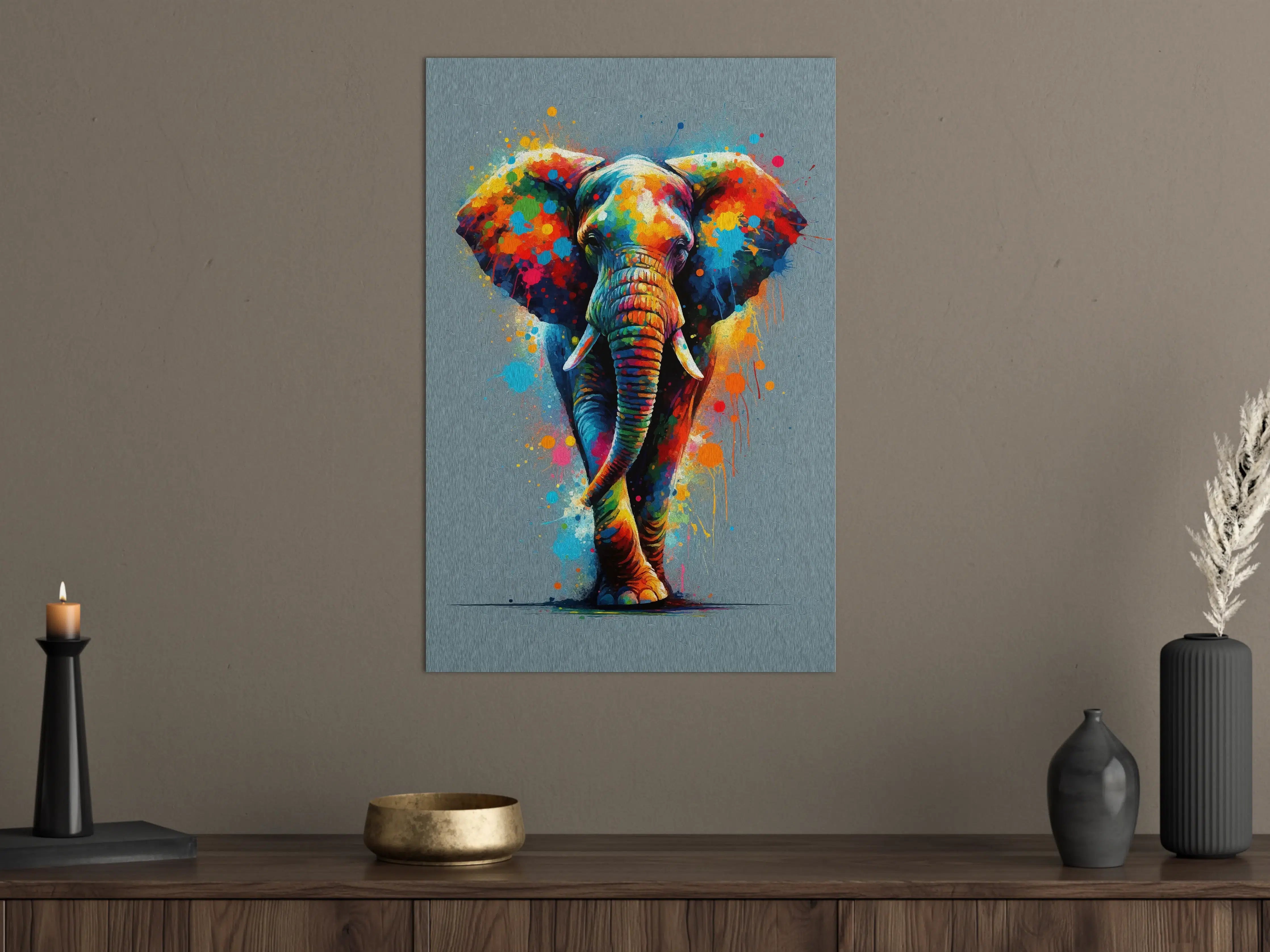 Große Wandbilder - Graues Elefantenporträt in Weiß