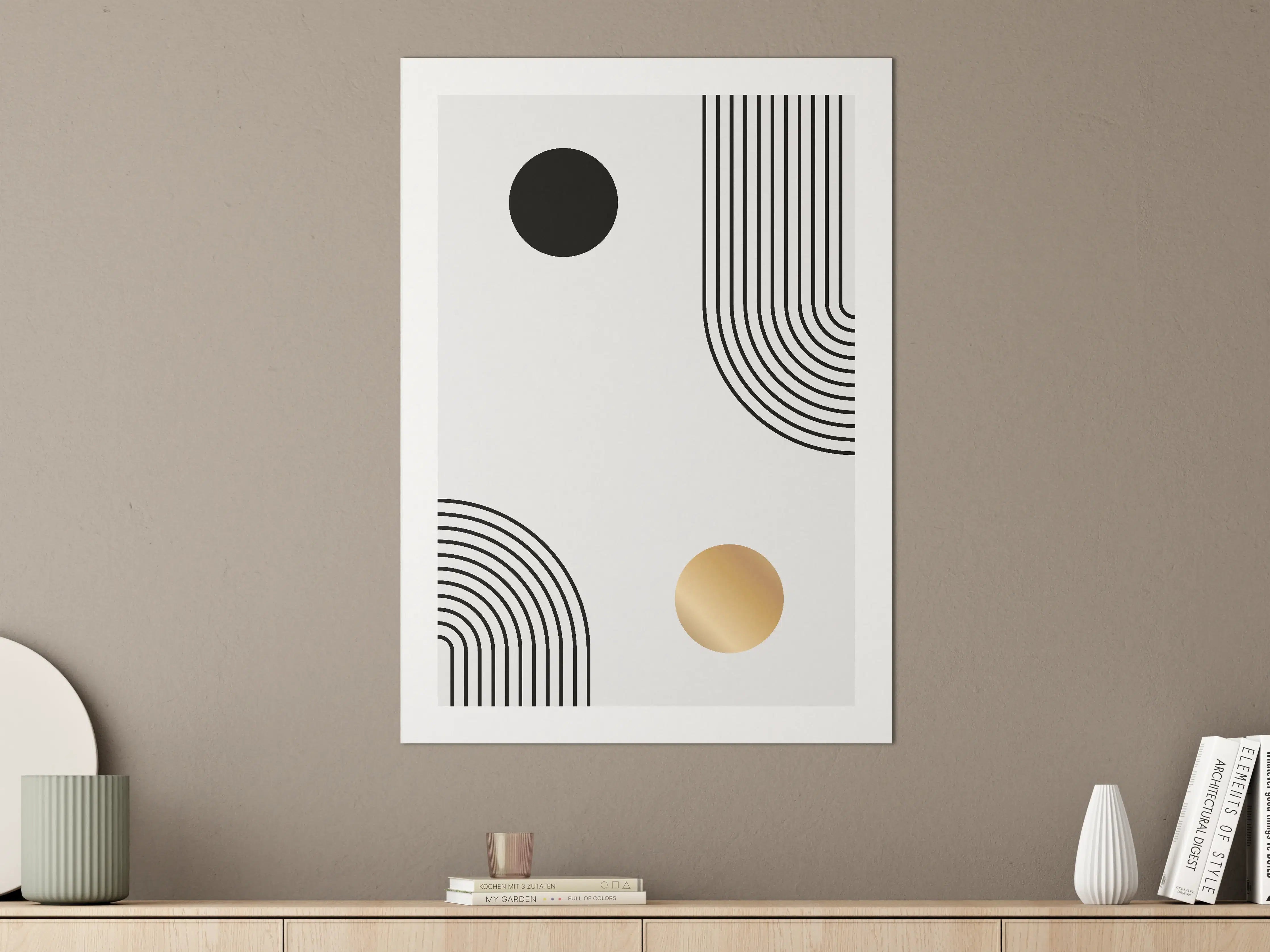 Große Wandbilder - Graues Weiß: Geometrische Wandkunst