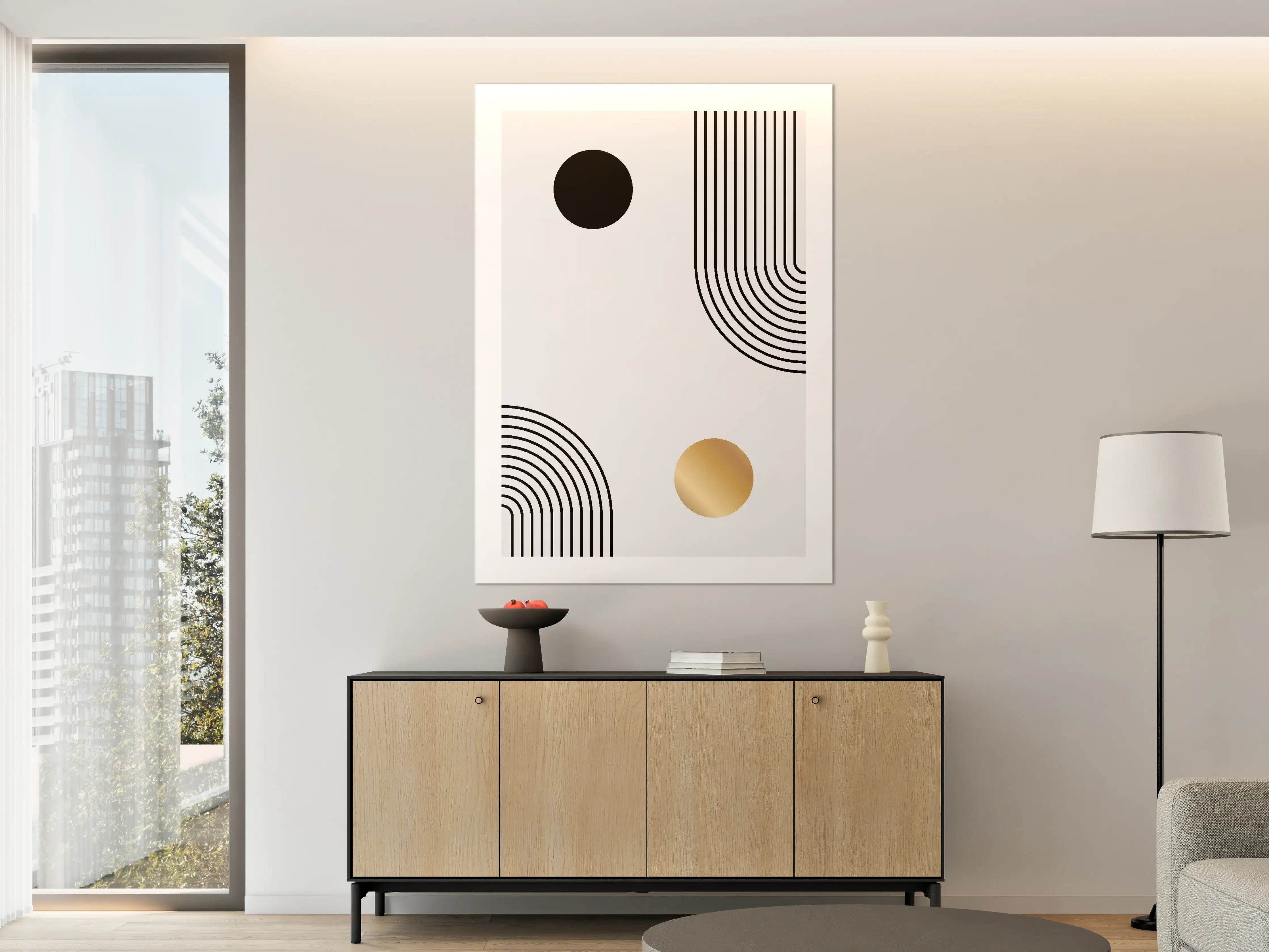 Große Wandbilder - Graues Weiß: Geometrische Wandkunst