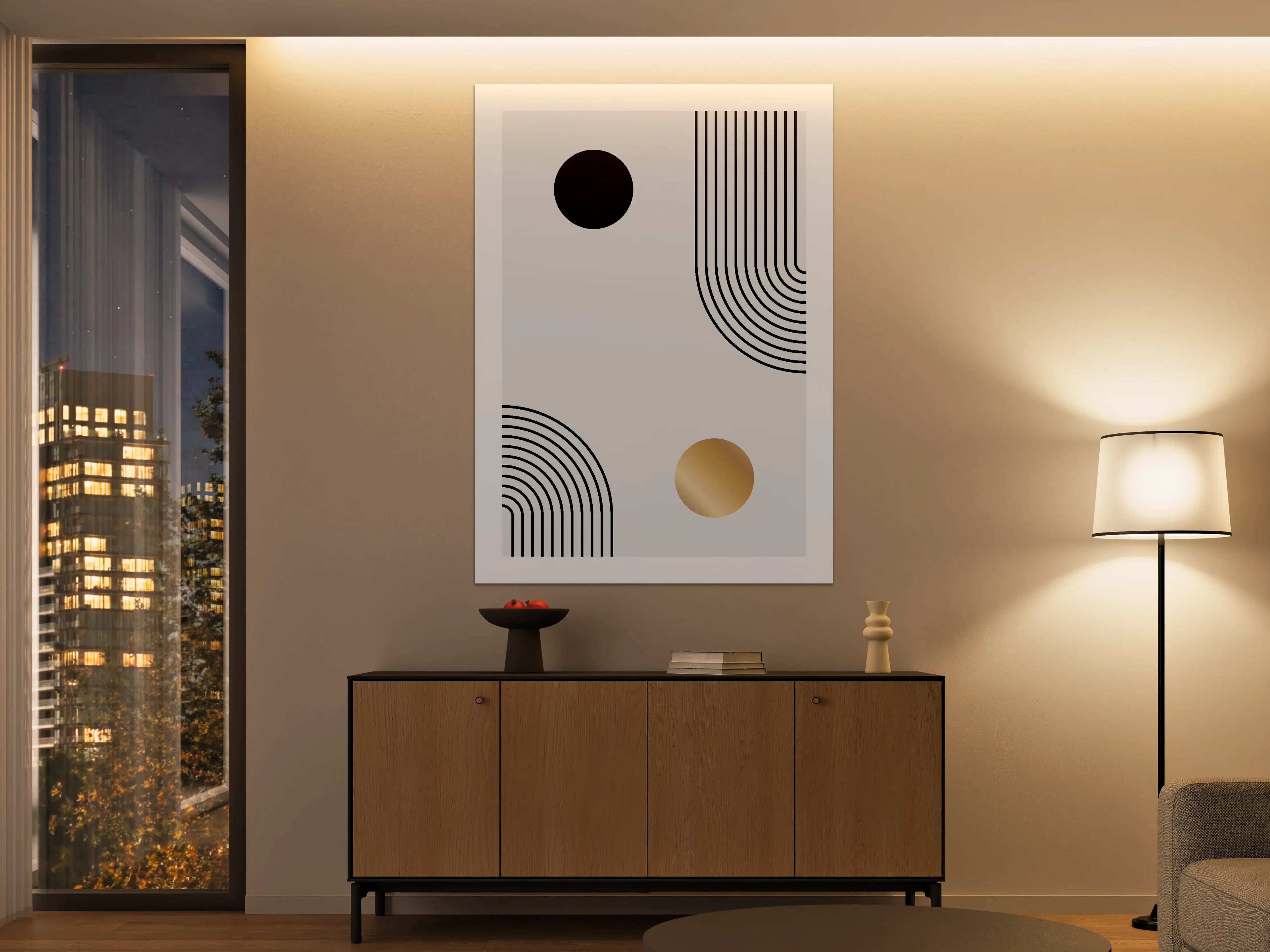 Große Wandbilder - Graues Weiß: Geometrische Wandkunst