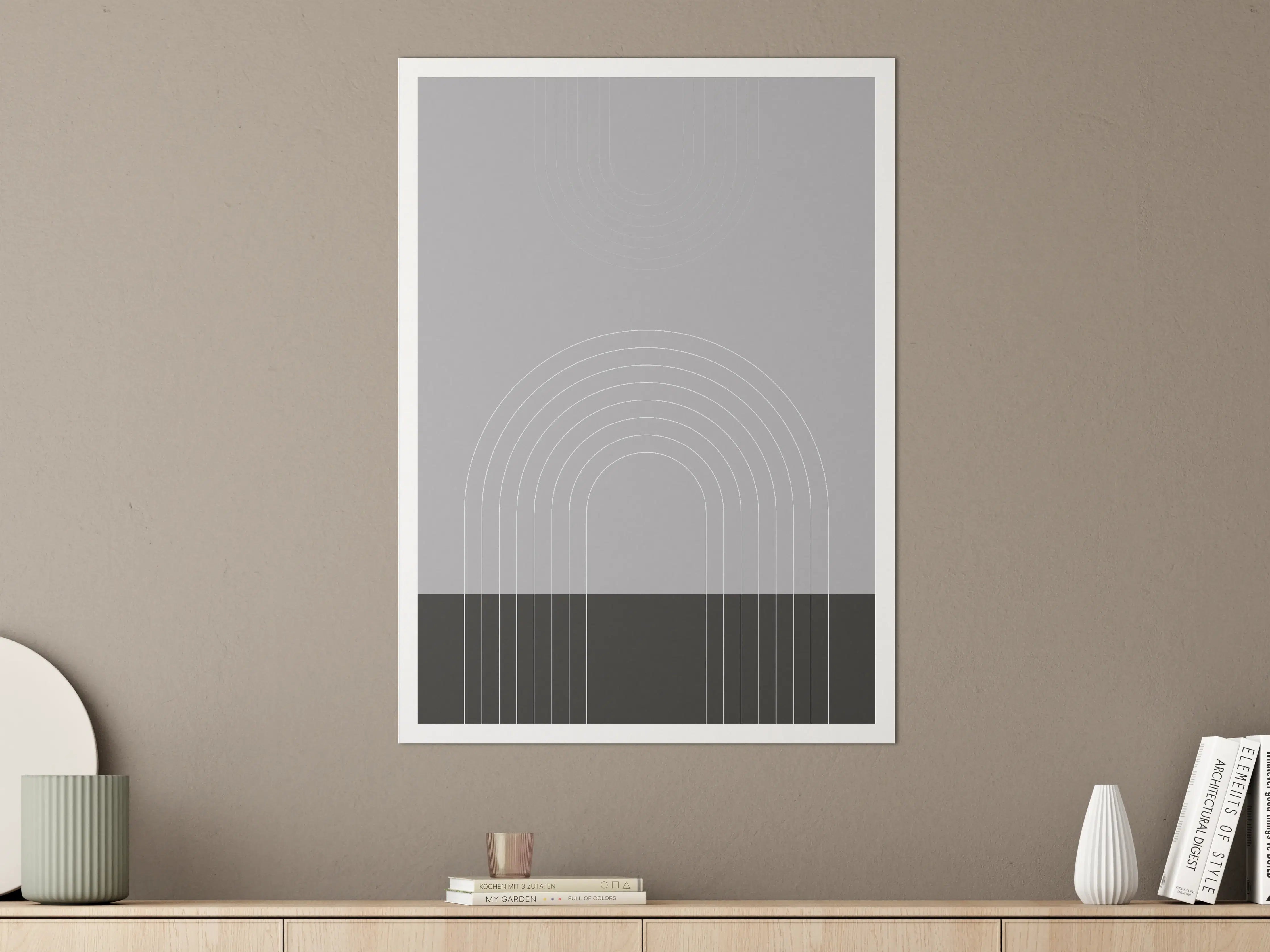 Große Wandbilder - Graues und Schwarzes Linienmuster in moderner Optik
