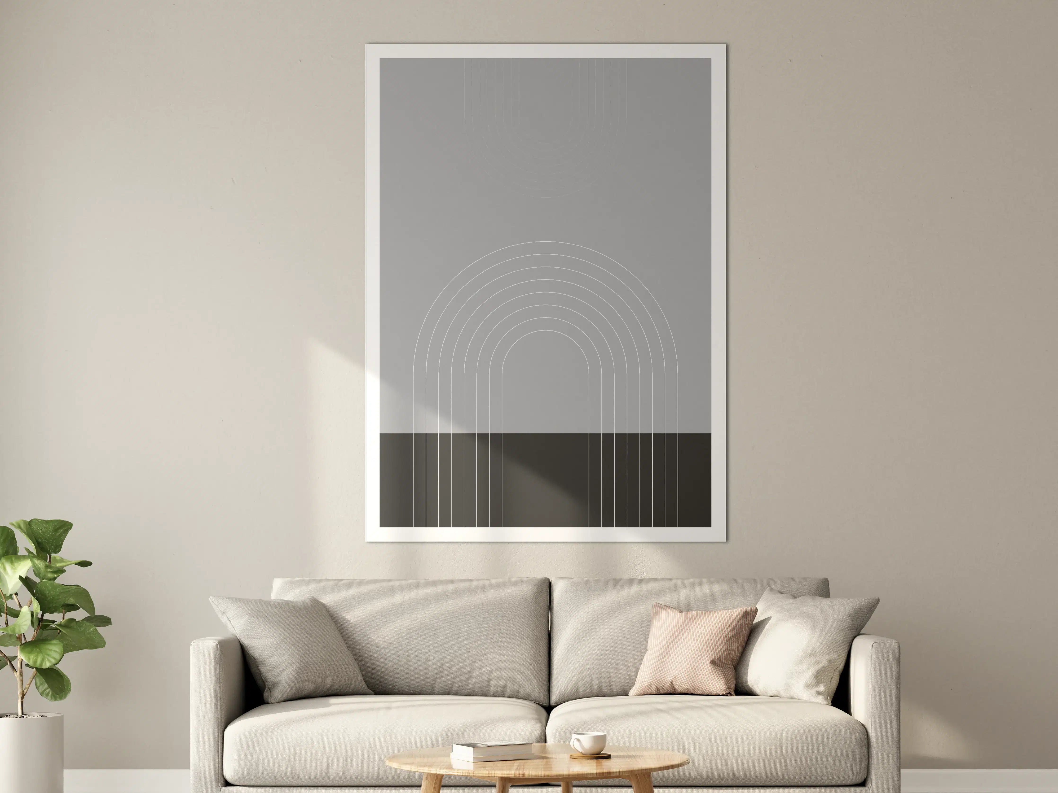 Große Wandbilder - Graues und Schwarzes Linienmuster in moderner Optik