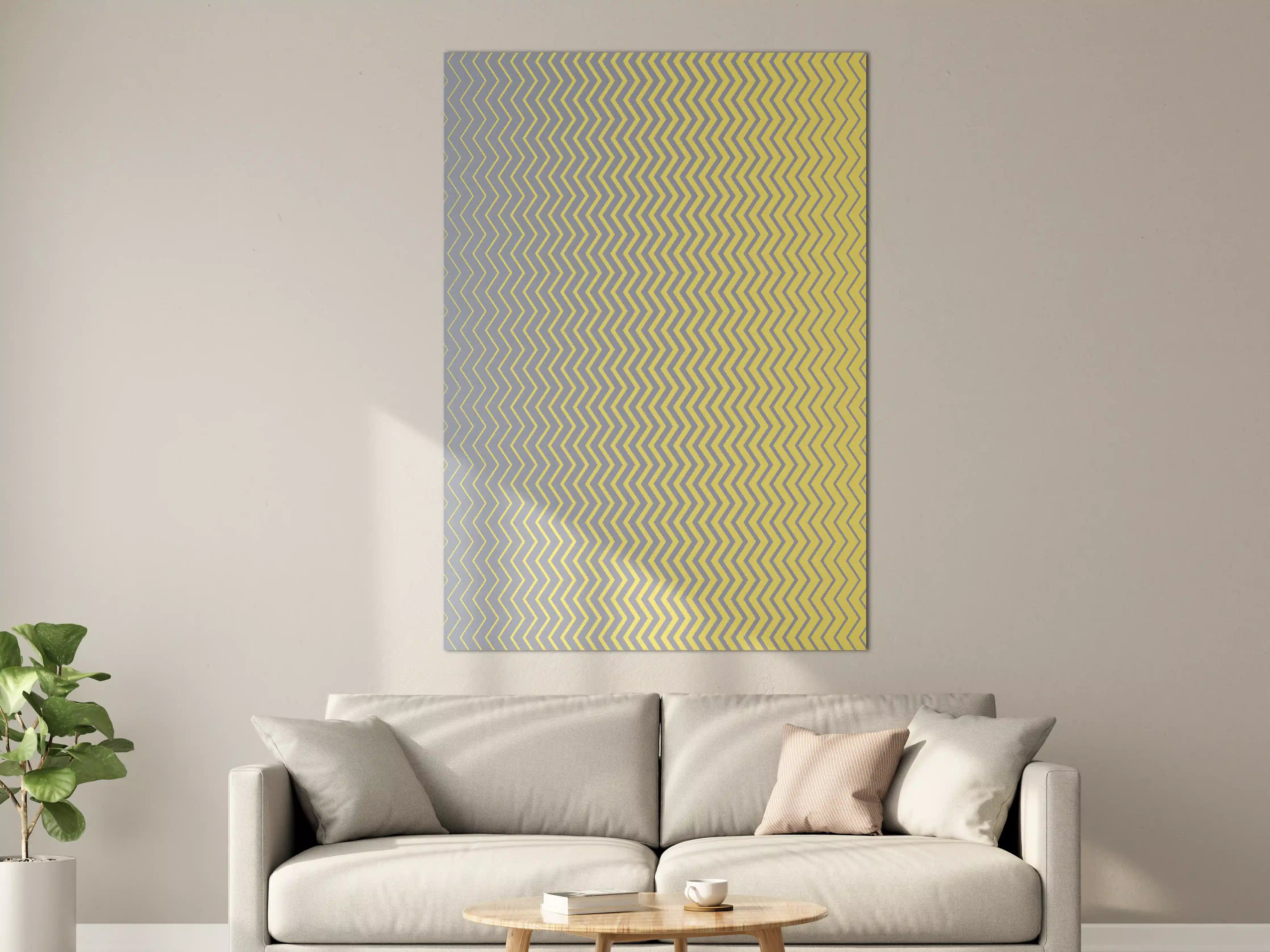 Große Wandbilder - Graues und gelbes Zickzack-Pattern