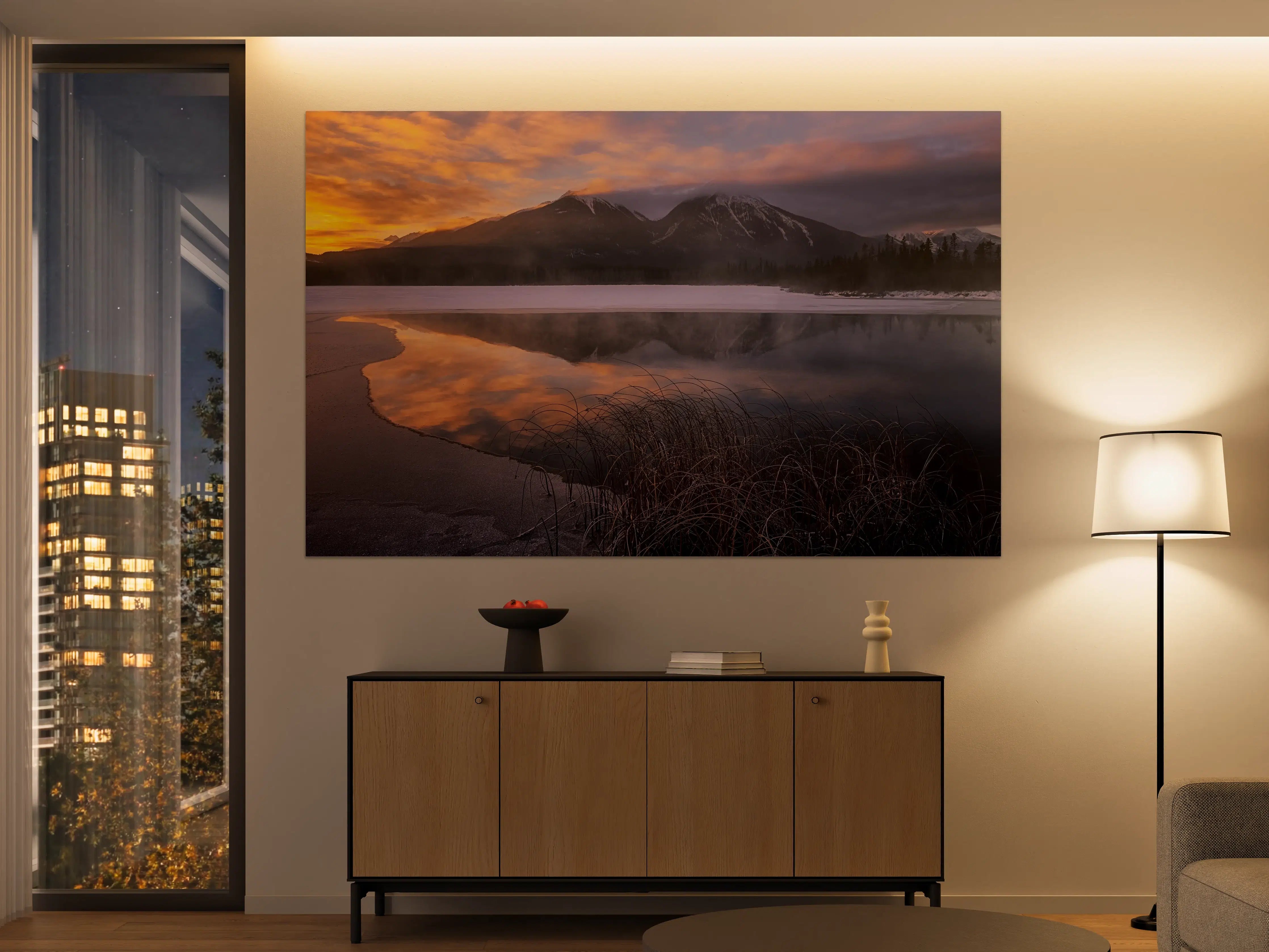 Große Wandbilder - Grauweiser See bei Dämmerung