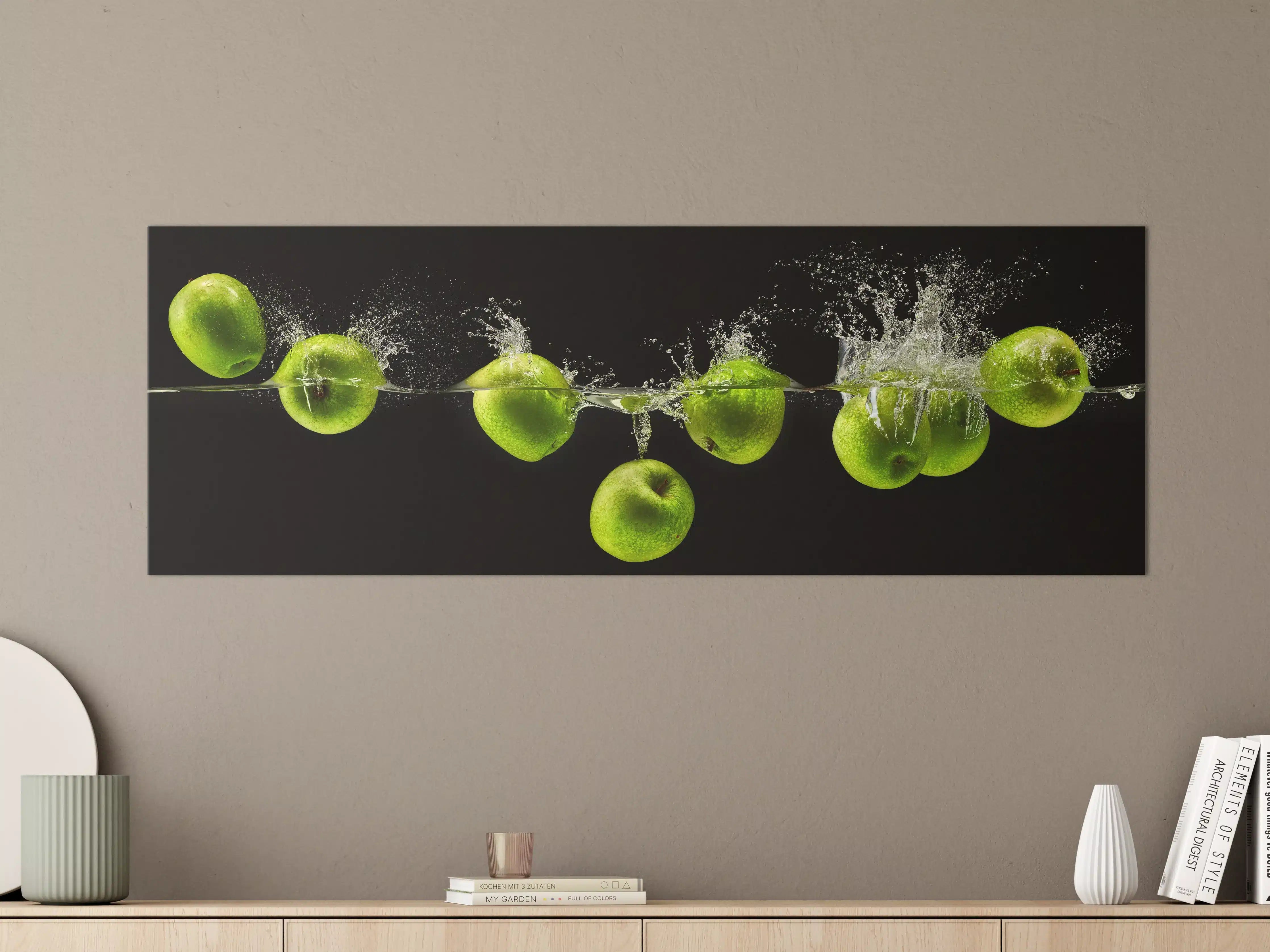 Große Wandbilder - Grüne Äpfel im Wasser